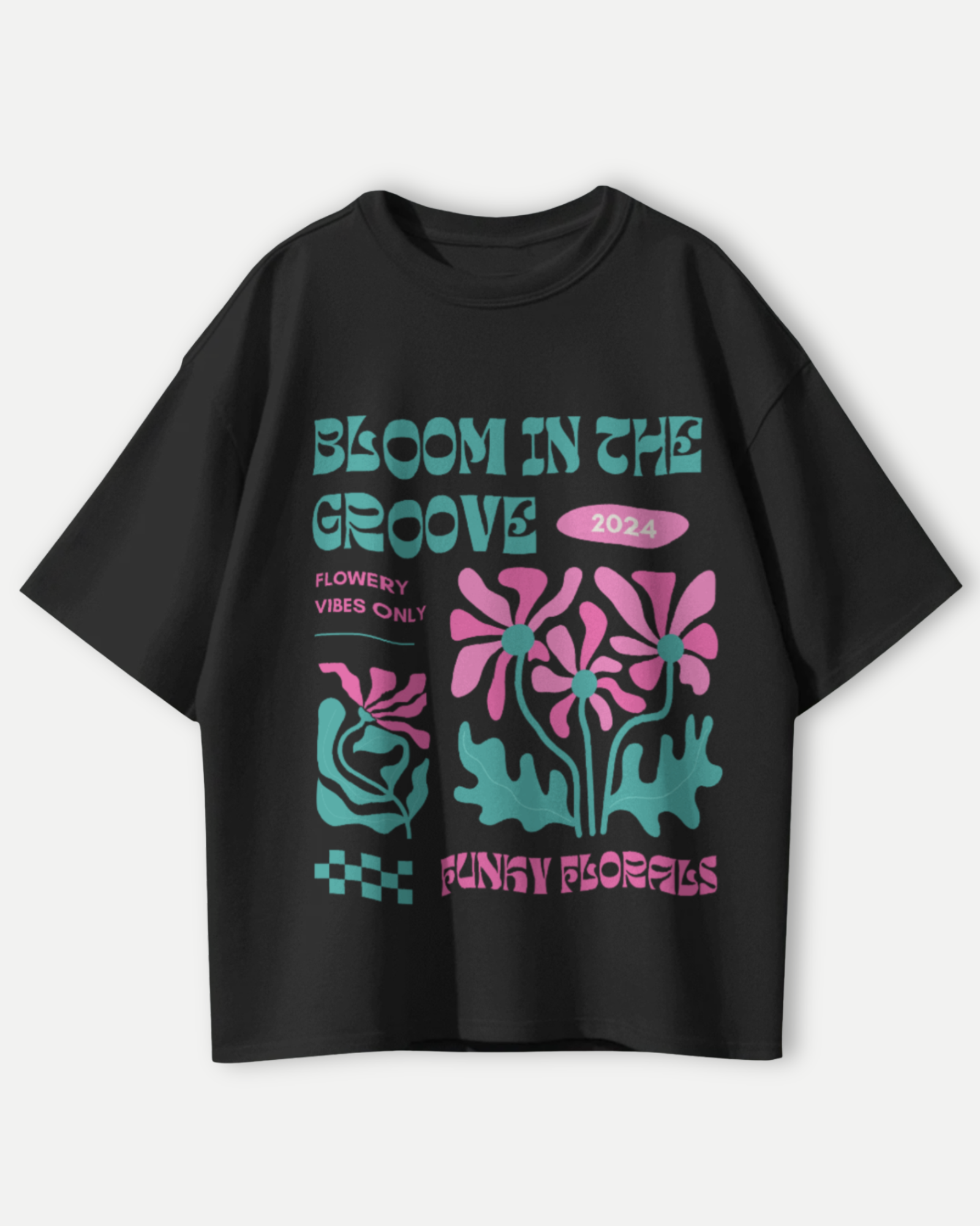 Groovy Bloom Funky Florals 2024 T-shirt for Trendy Comfort – Premium Oversized Style
