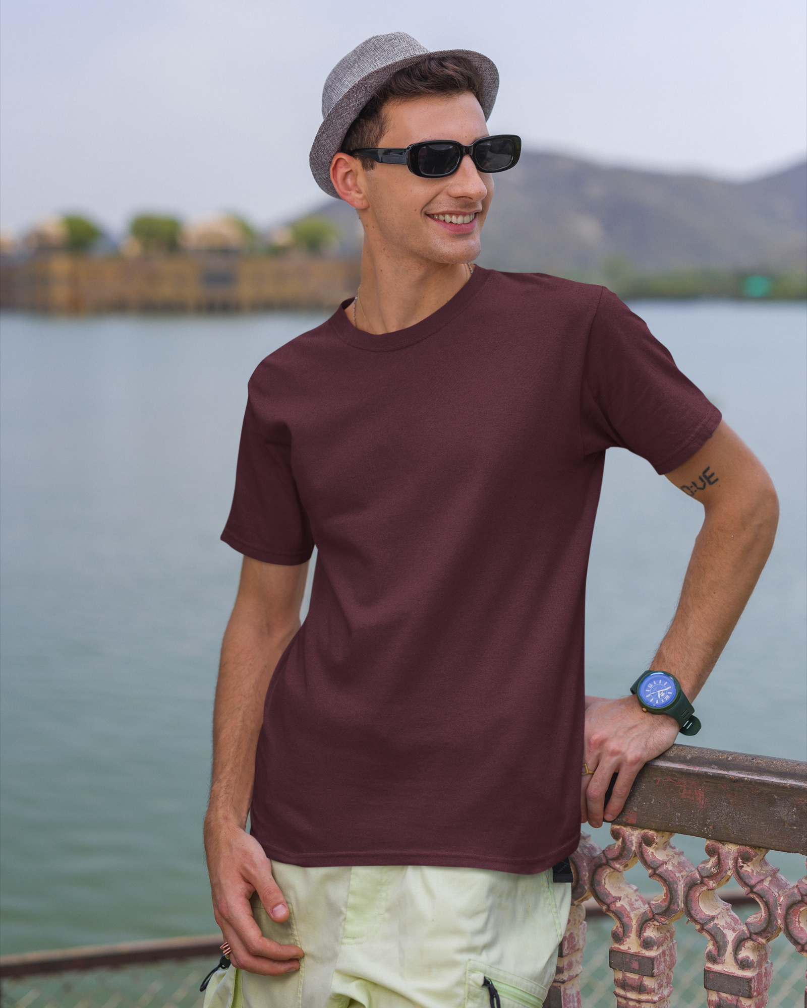 Maroon Basic Oversized T-Shirt