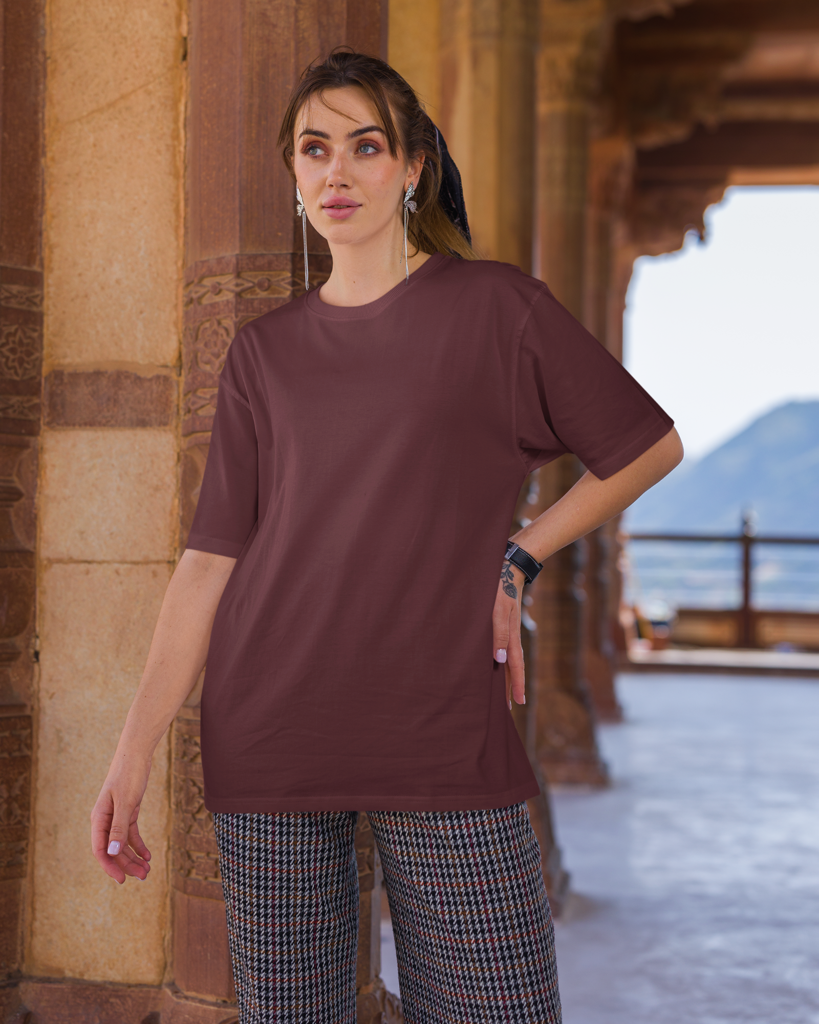 Maroon Basic Oversized T-Shirt