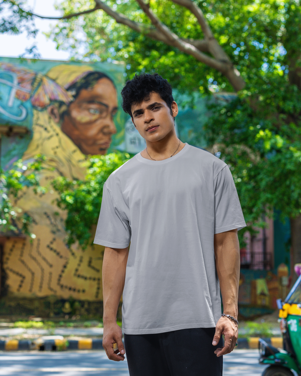 Grey Melange Basic Oversized T-shirt