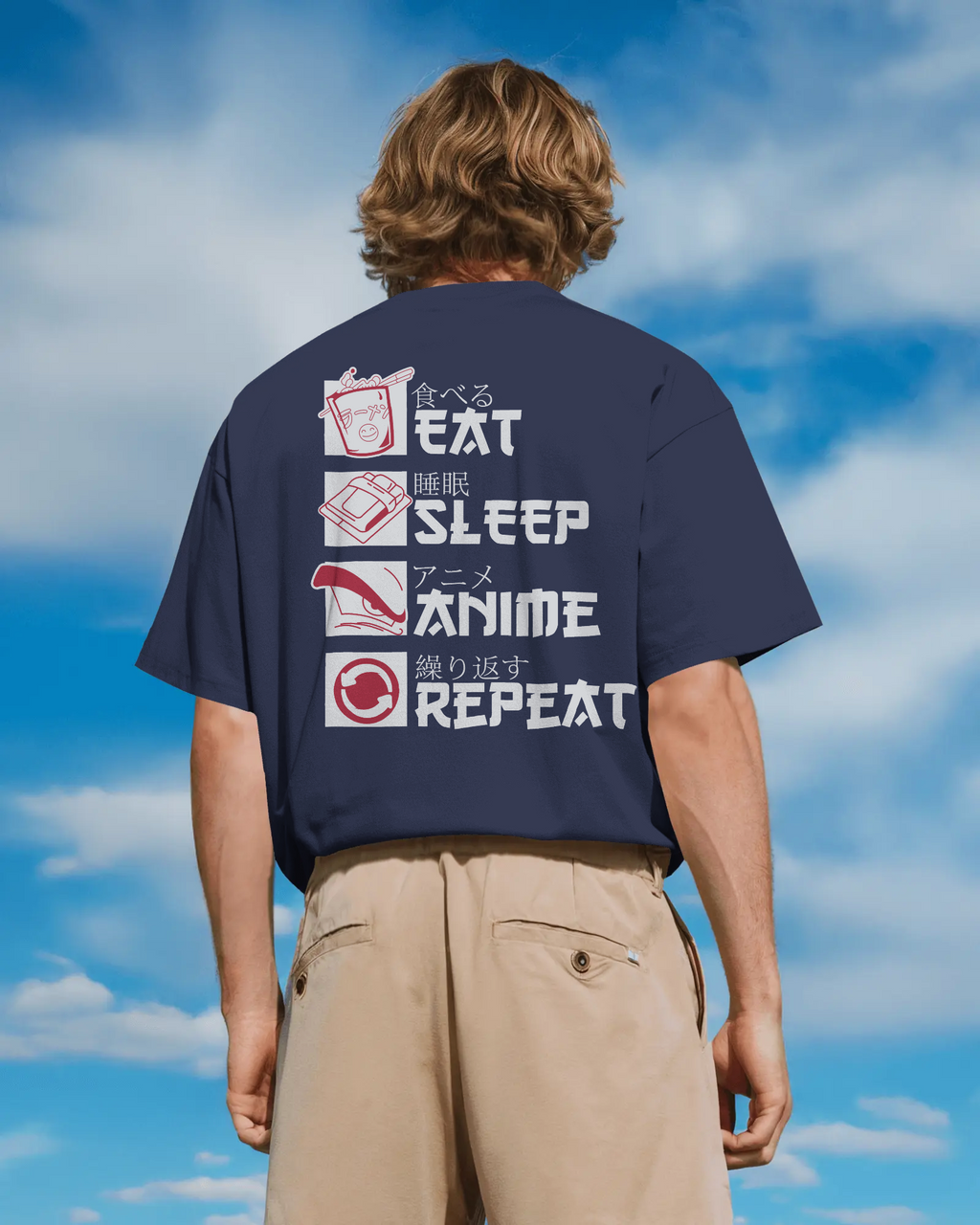 Anime Oversized T-Shirt | Eat Sleep Anime Repeat Oversized T-Shirt