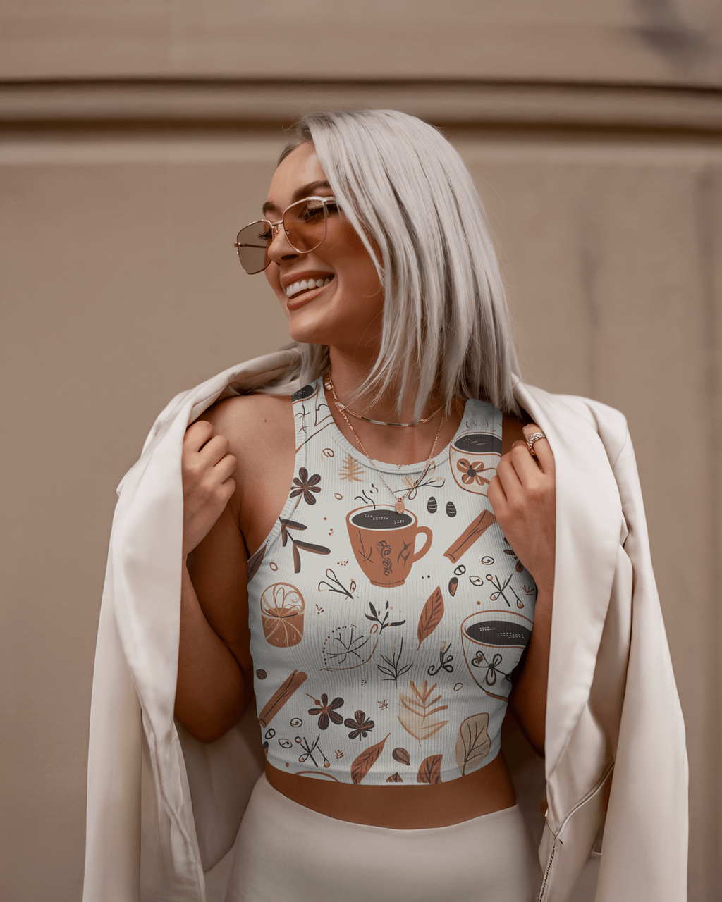 Cozy Sips Ribbed Crop Tank Top