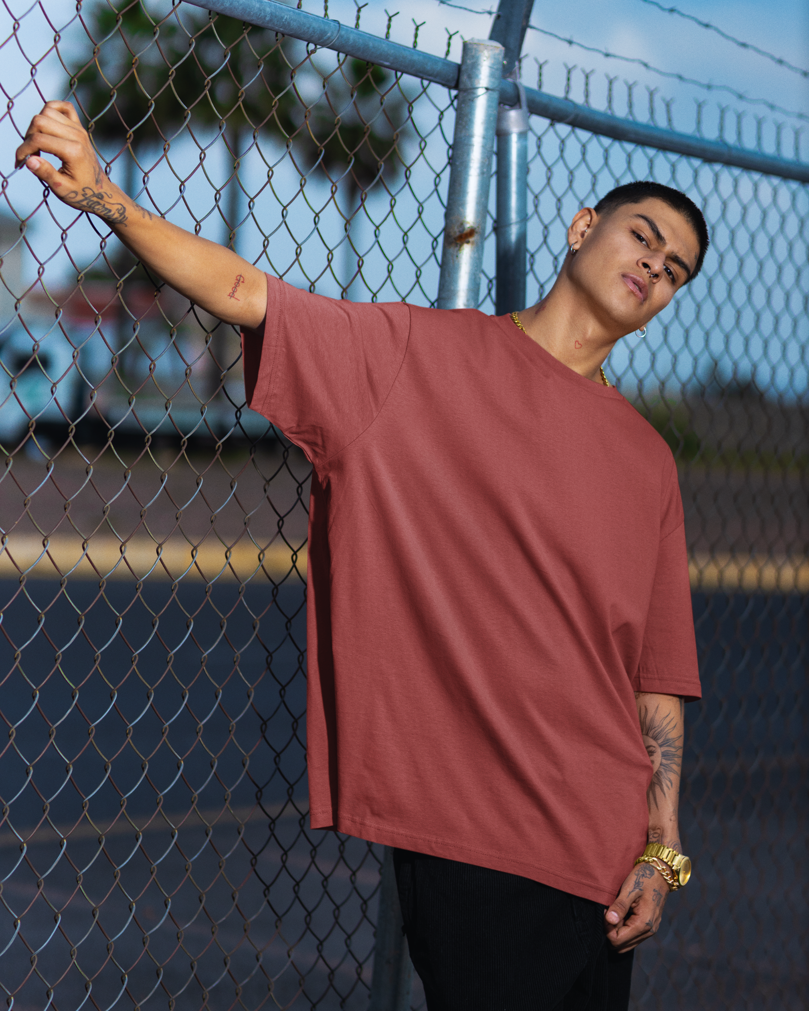 Coral Basic Oversized T-shirt