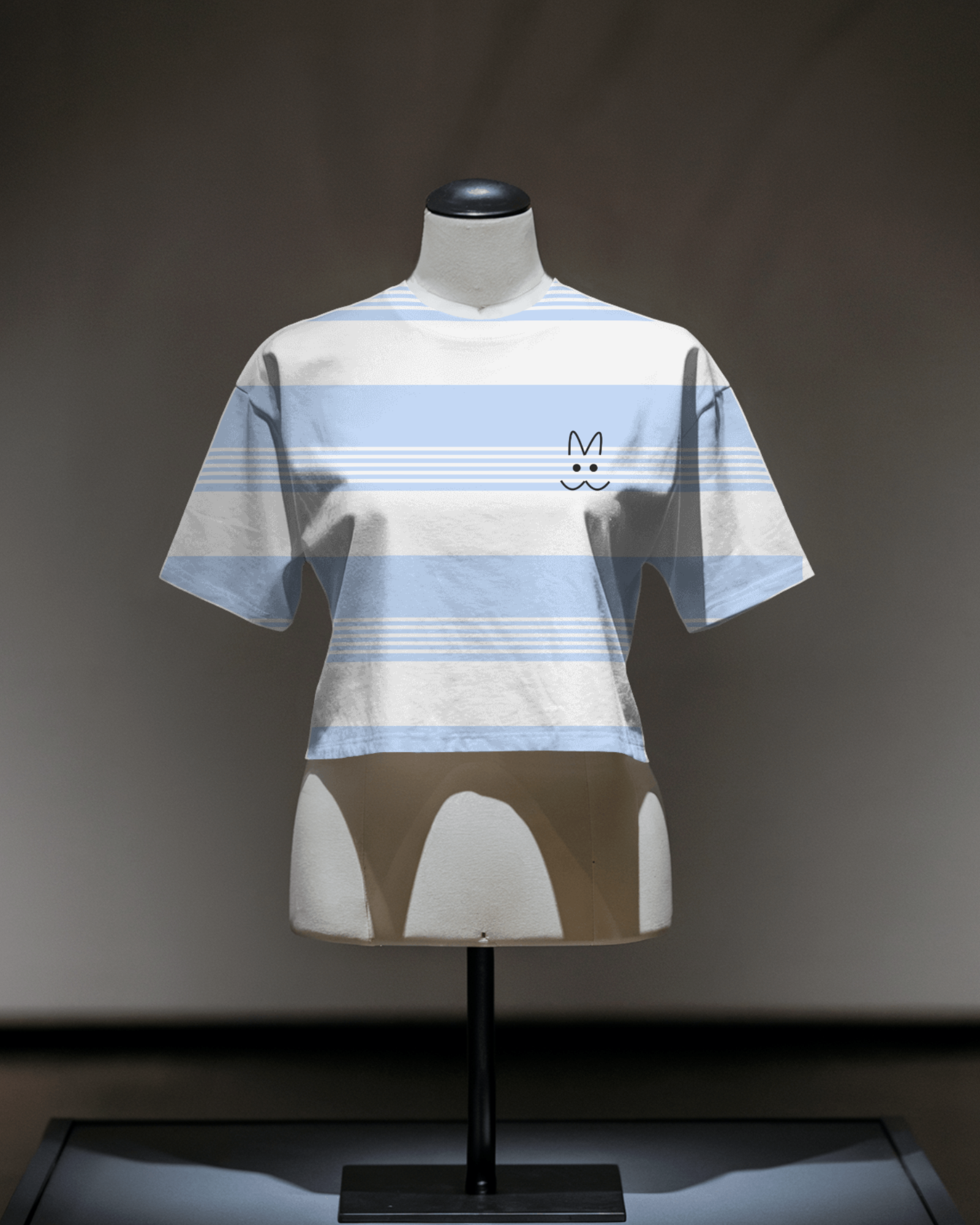 Blue Stripe Bunny Crop Top