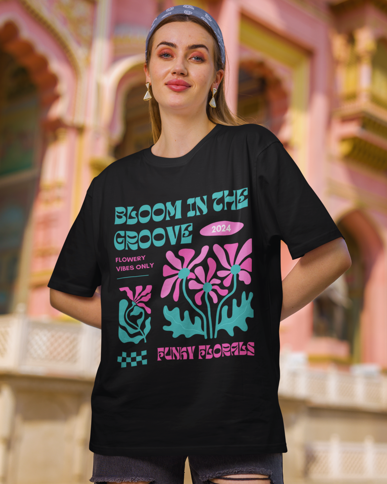 Groovy Bloom Funky Florals 2024 T-shirt for Trendy Comfort – Premium Oversized Style