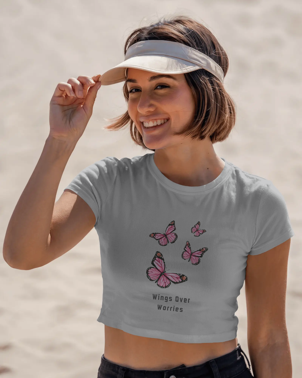 Wings Over Worries – Butterfly Aesthetic Crop Top