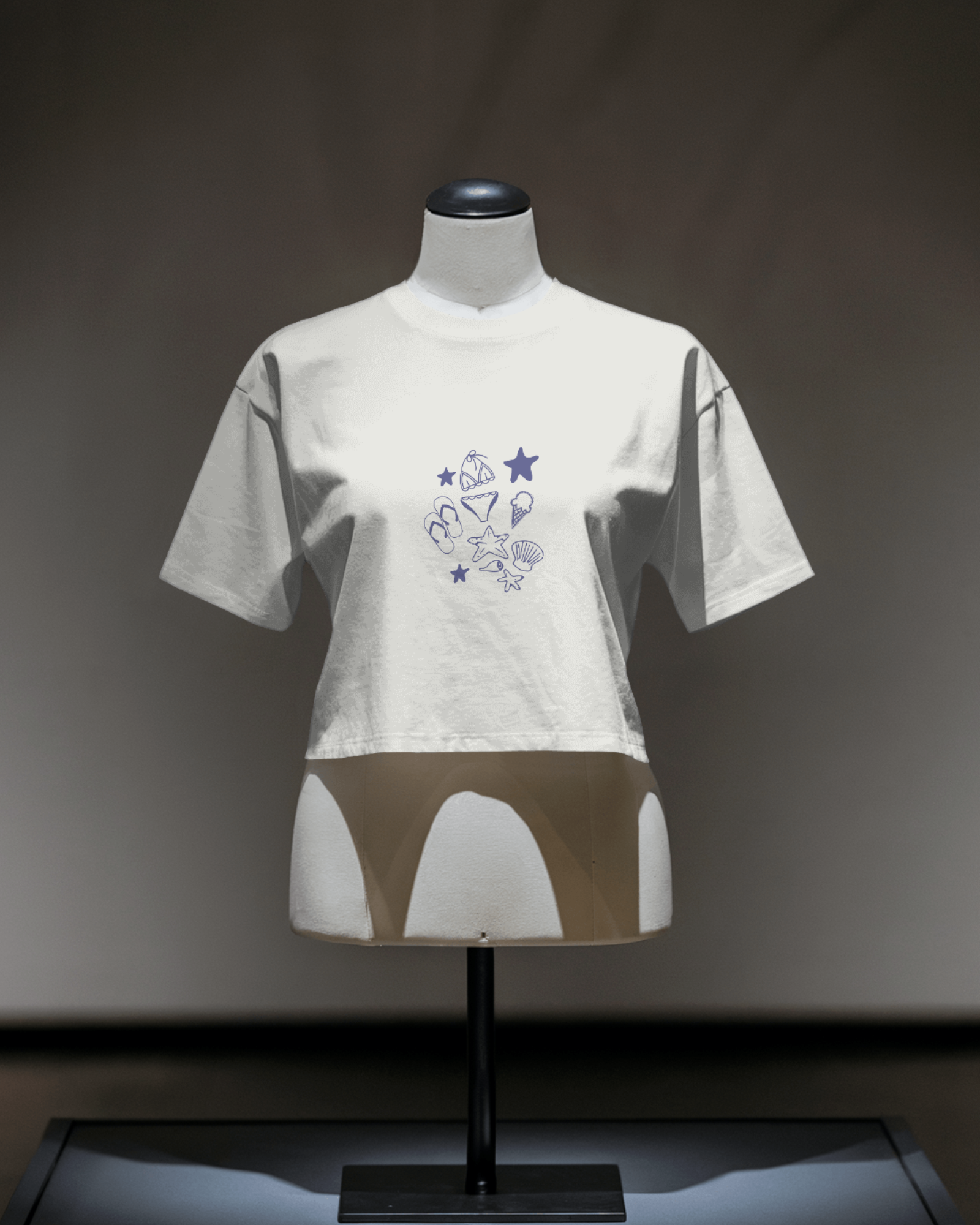 Ocean Doodle Minimal Crop Top