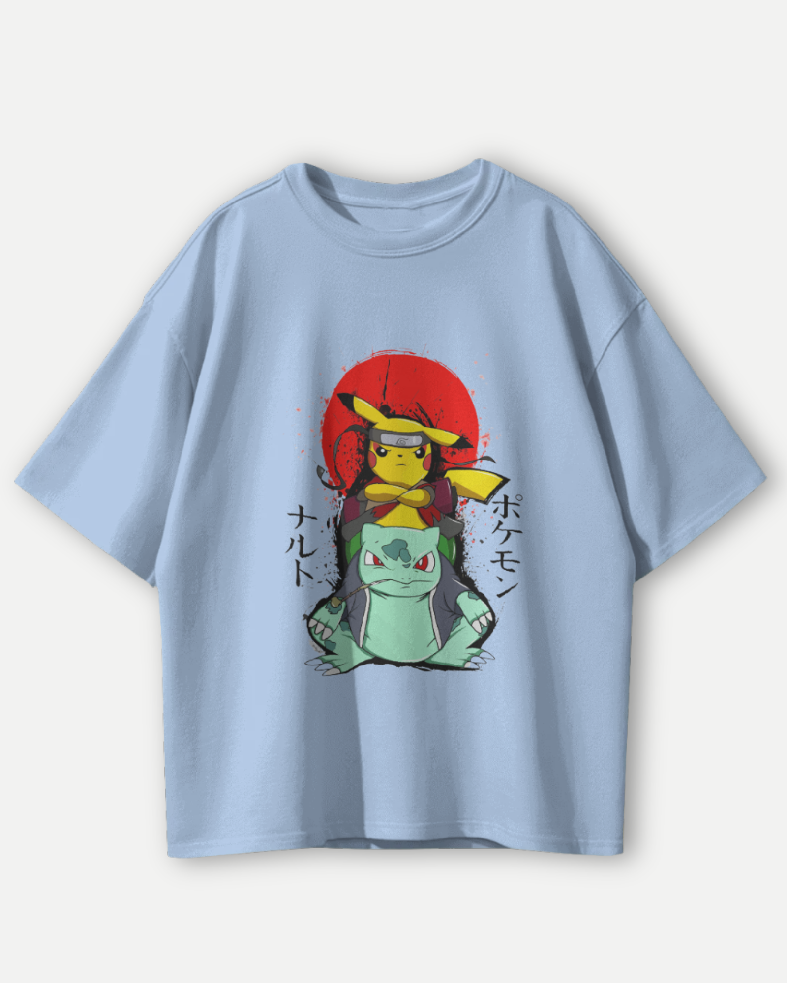 Pikachu Ruto Oversized T-shirt | Premium Pokémon Tee Featuring Pikachu & Bulbasaur