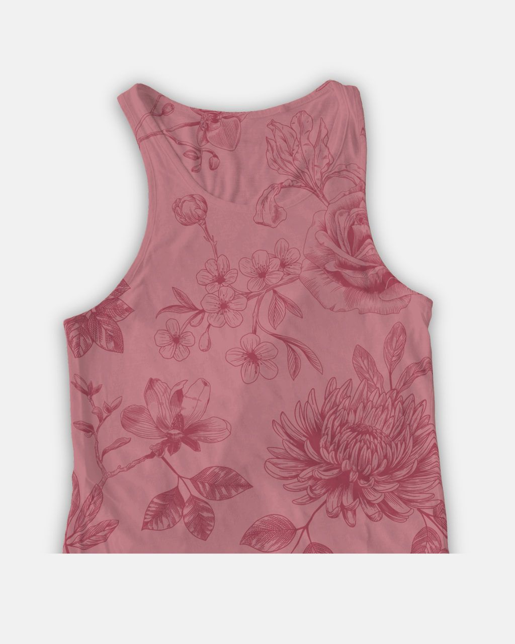 Elegant Pink Crop Top with Vintage Rose Design