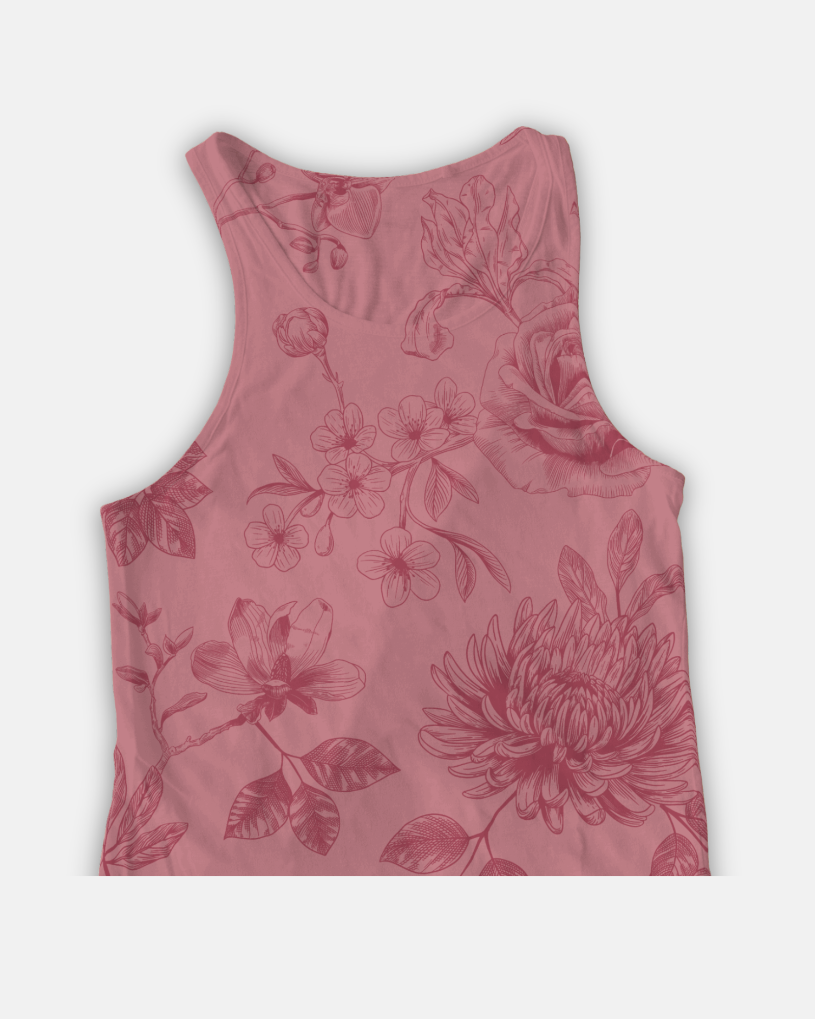 Elegant Pink Crop Top with Vintage Rose Design