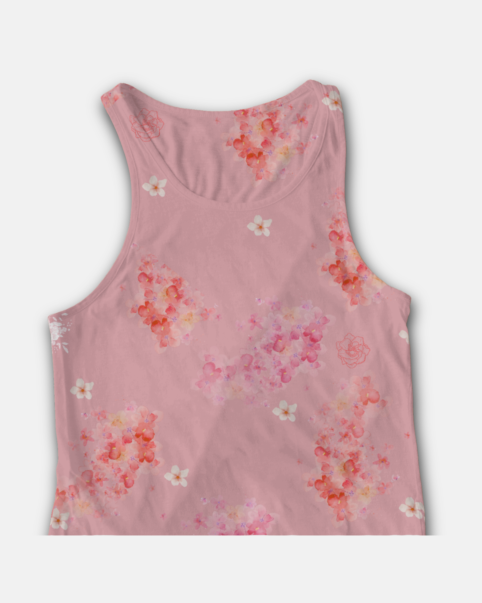 Dusty Rose Crop Top with Ditsy Floral Design