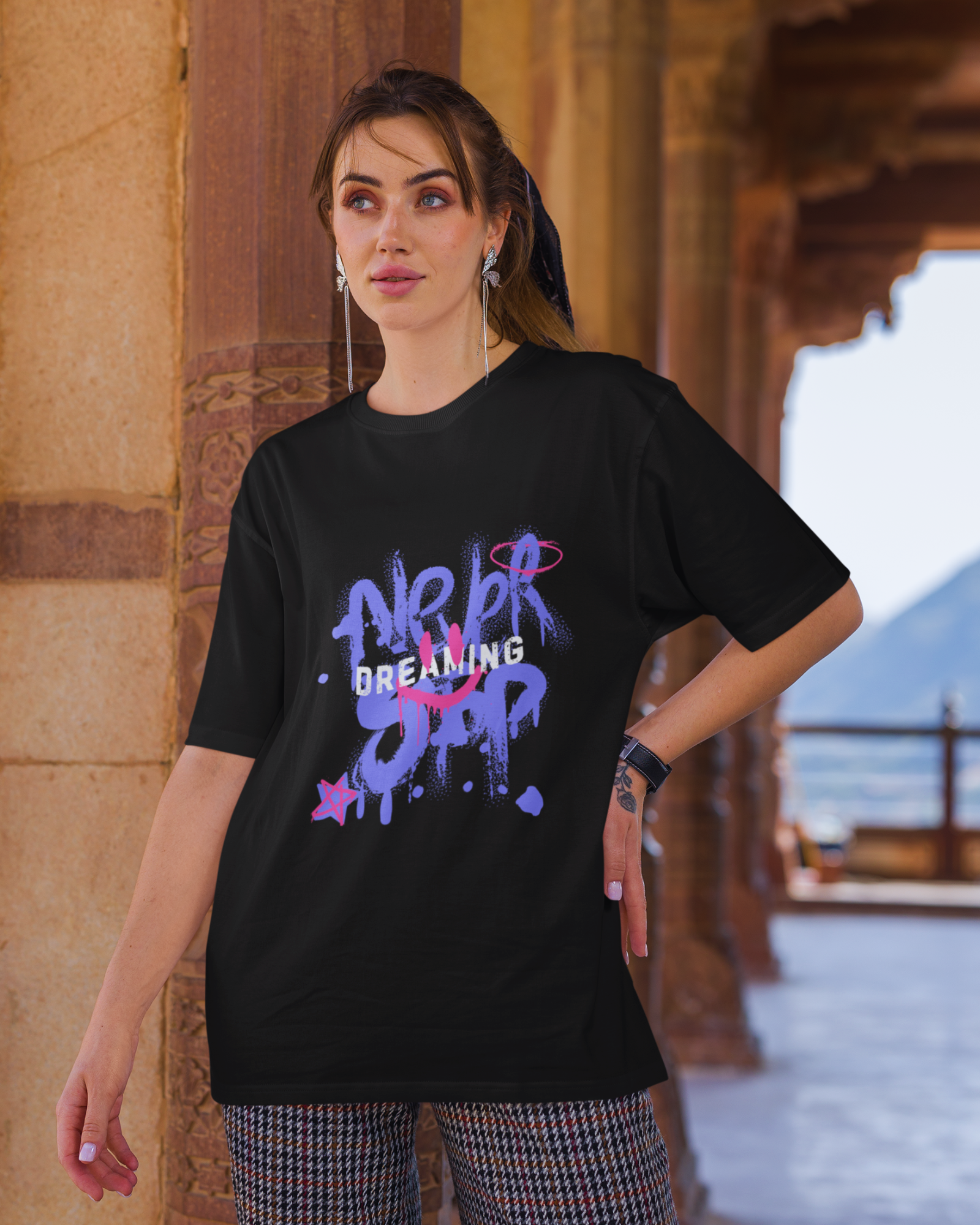 Never Stop Dreaming Cosmic Drip T-shirt - Premium Oversized Edition