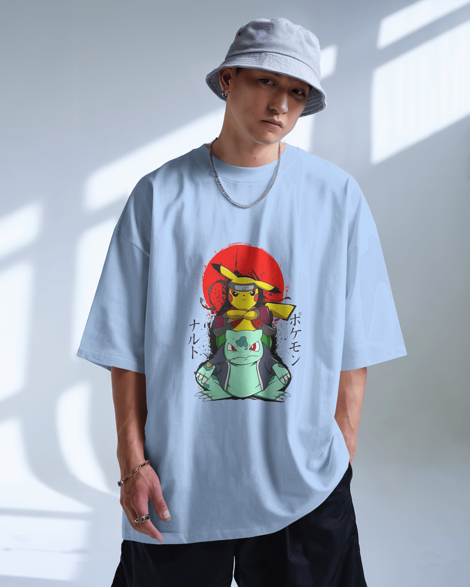 Pikachu Ruto Oversized T-shirt | Premium Pokémon Tee Featuring Pikachu & Bulbasaur