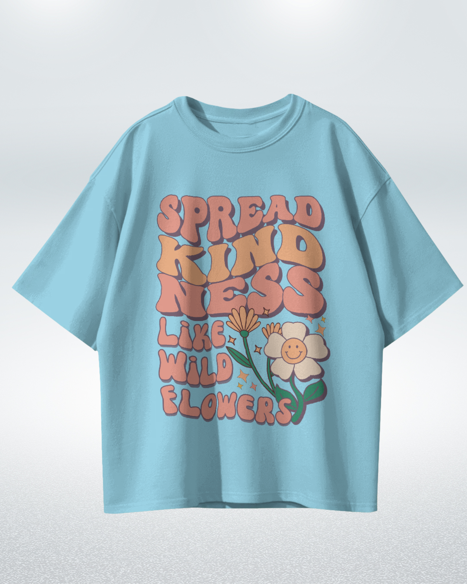 Wildflower Kindness Premium Oversized T-shirt - Retro Bloom Edition - Dorcus Wear