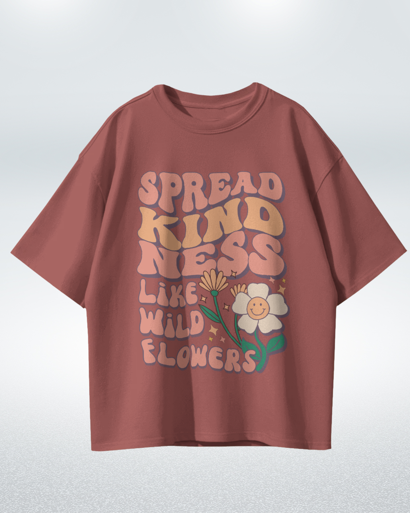 Wildflower Kindness Premium Oversized T-shirt - Retro Bloom Edition - Dorcus Wear