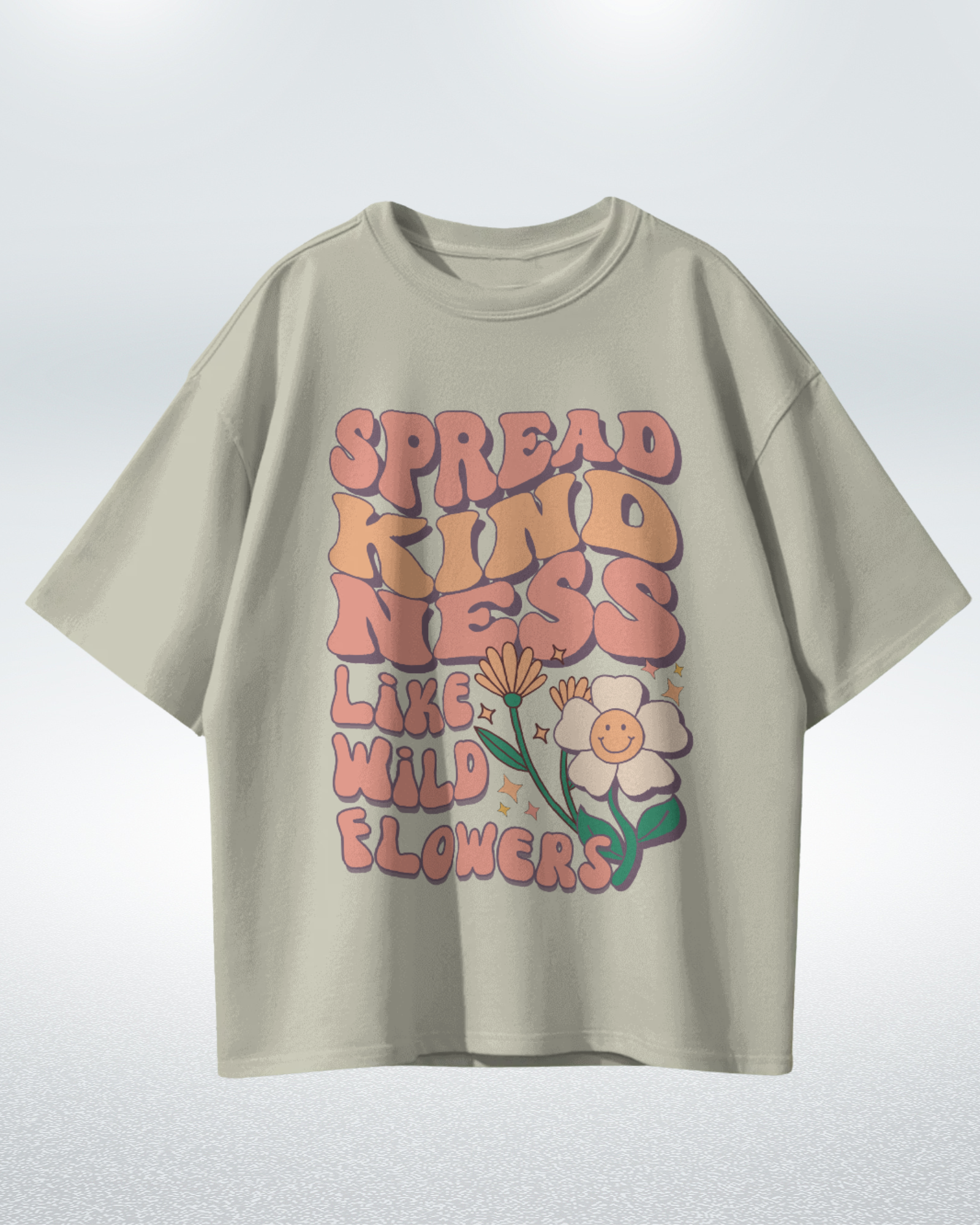 Wildflower Kindness Premium Oversized T-shirt - Retro Bloom Edition - Dorcus Wear