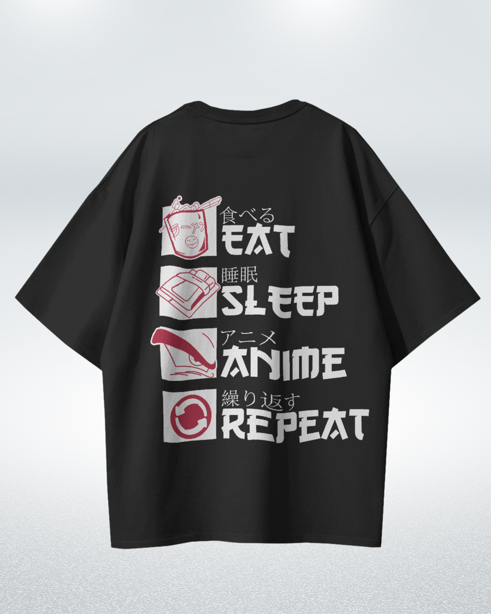 Anime Life Premium Oversized T-Shirt - Eat Sleep Watch Repeat Design