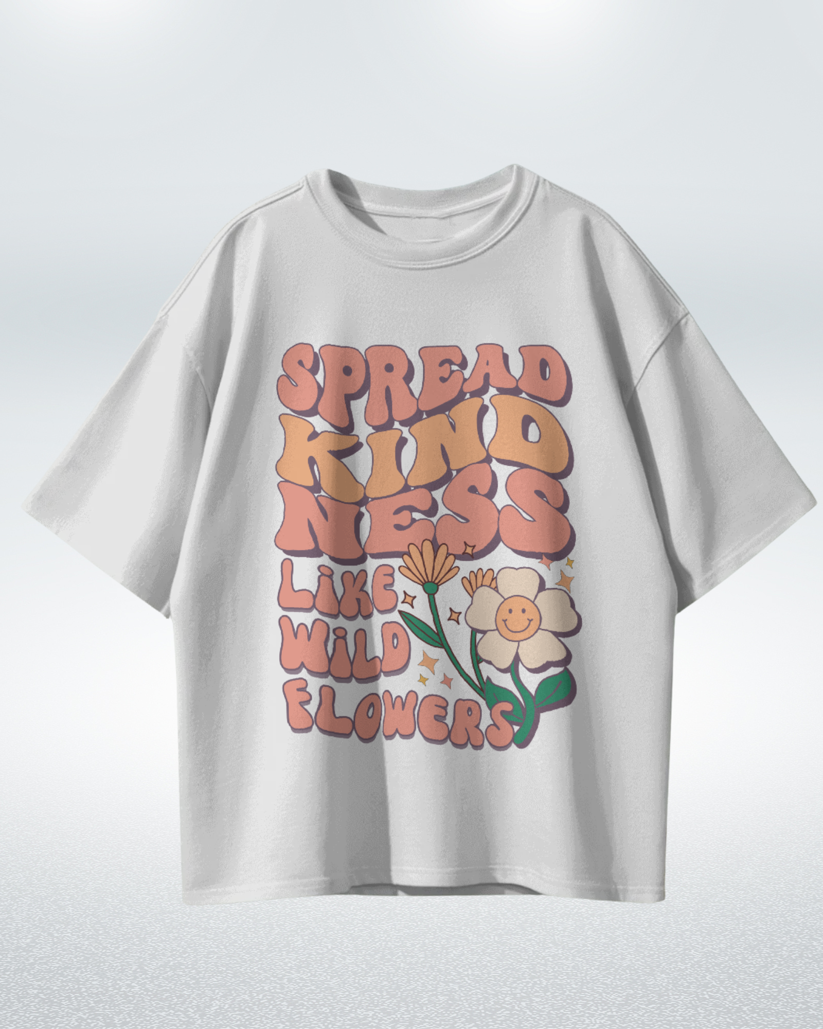 Wildflower Kindness Premium Oversized T-shirt - Retro Bloom Edition - Dorcus Wear