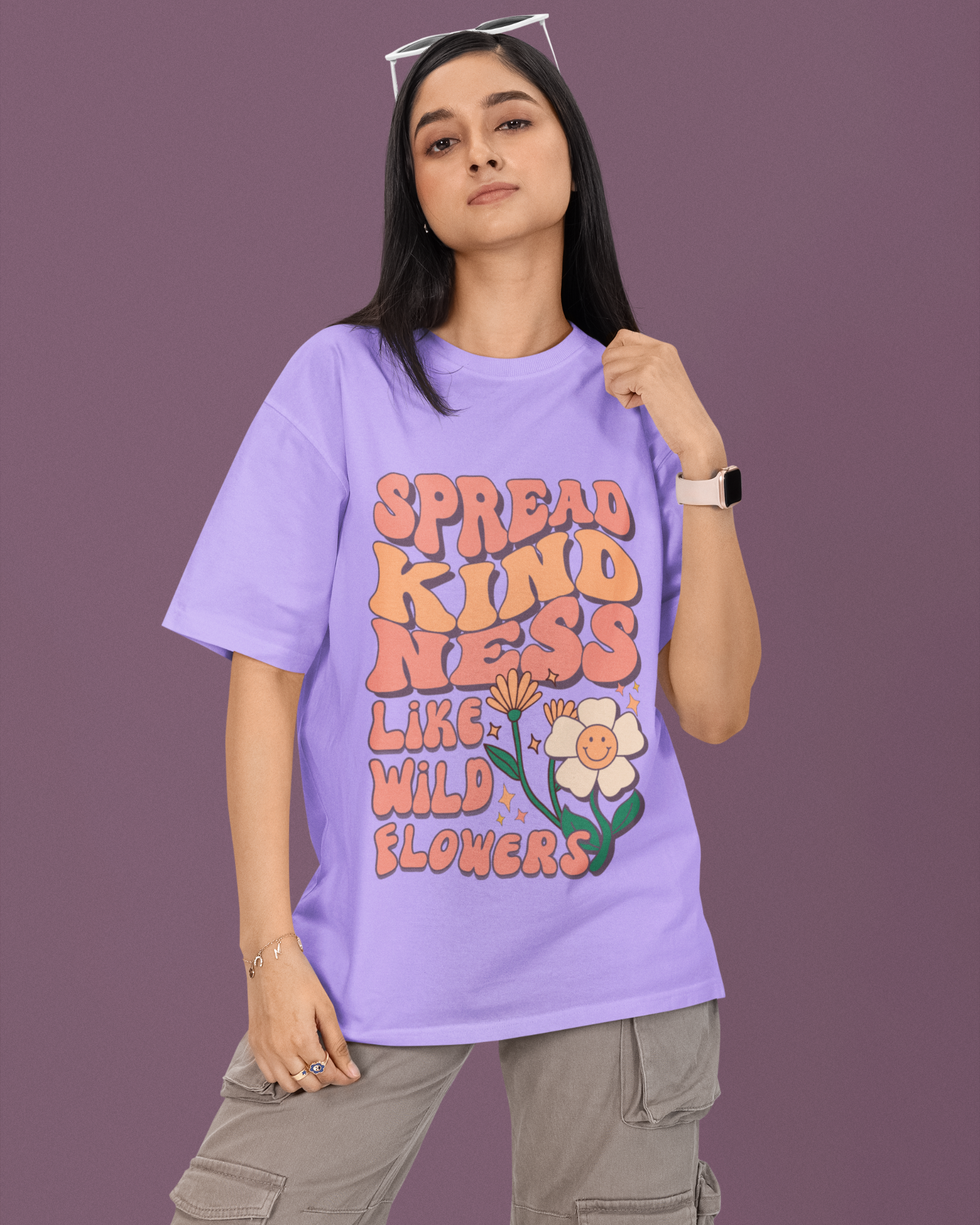 Wildflower Kindness Premium Oversized T-shirt - Retro Bloom Edition - Dorcus Wear