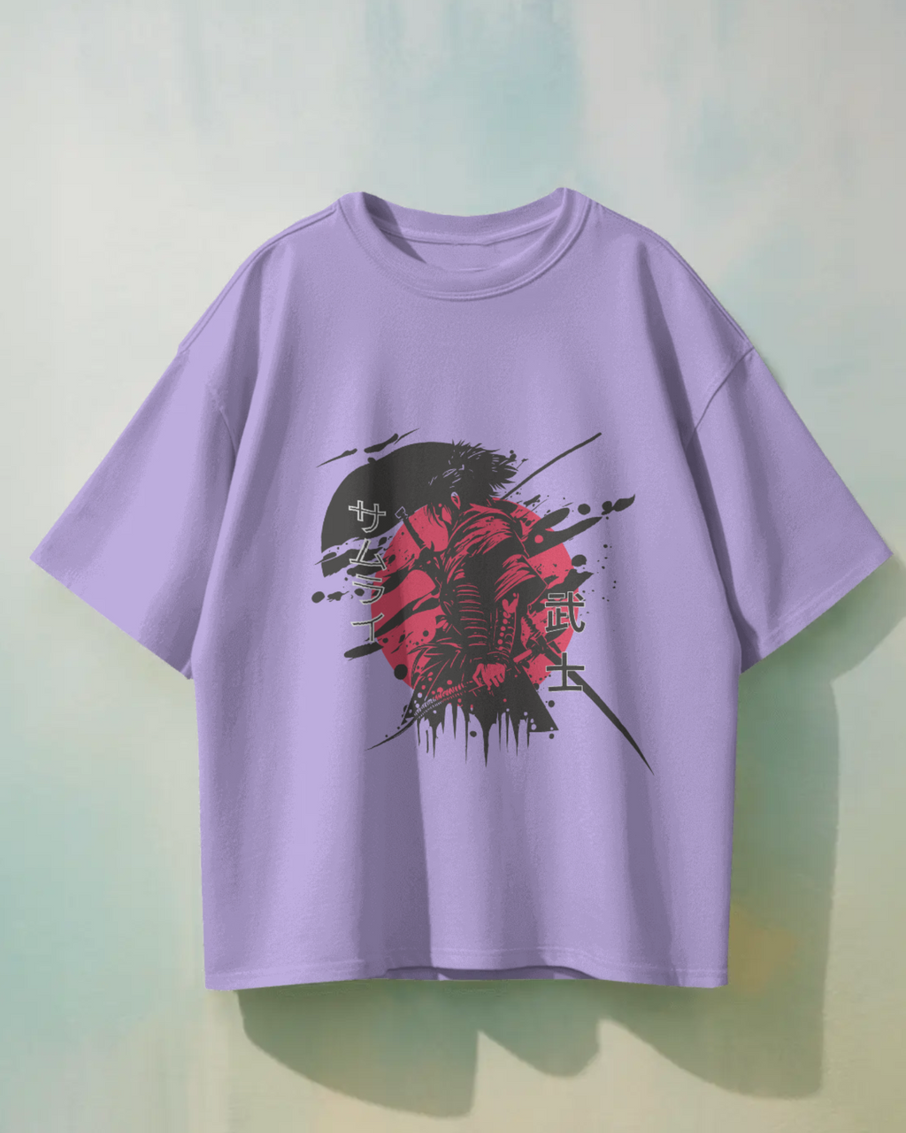Red & Black Silent But Deadly Samurai Oversized T-shirt