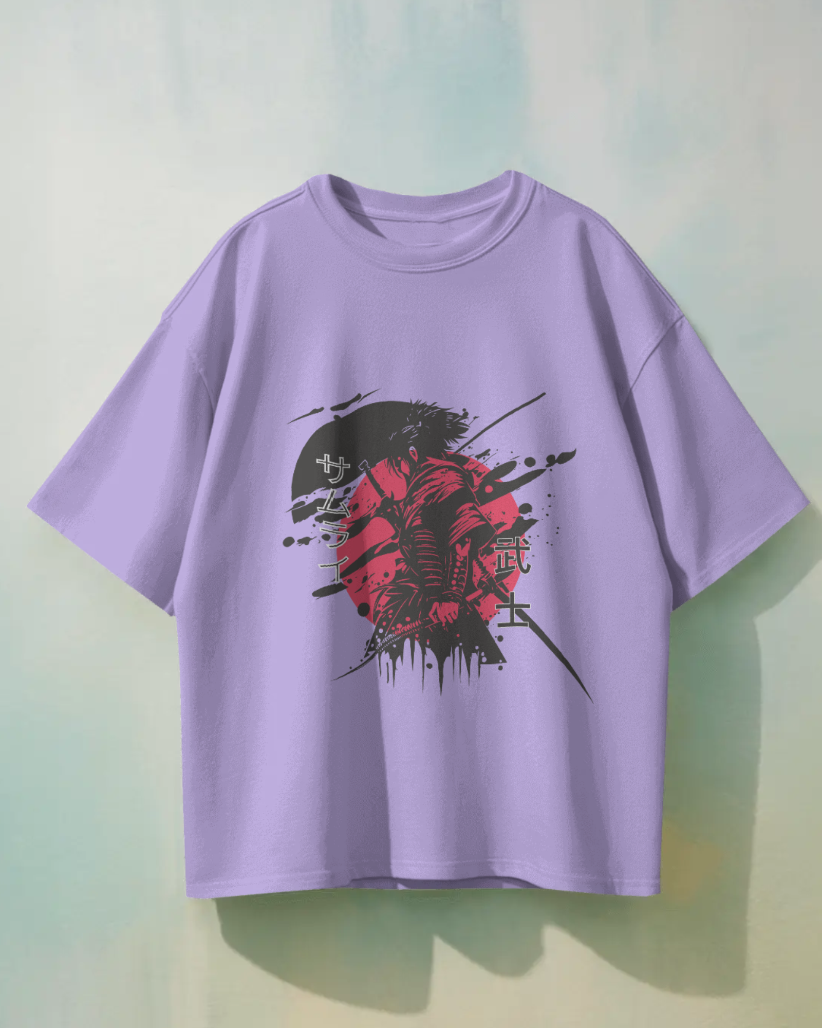 Red & Black Silent But Deadly Samurai Oversized T-shirt