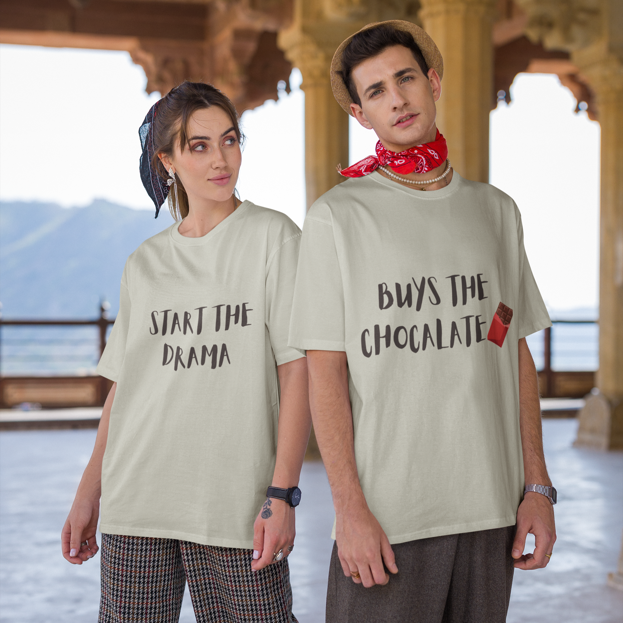 Dynamic Duo Drama Starter and Chocolate Buyer Couple Tees for Drama and Chocolate - Dorcus Wear