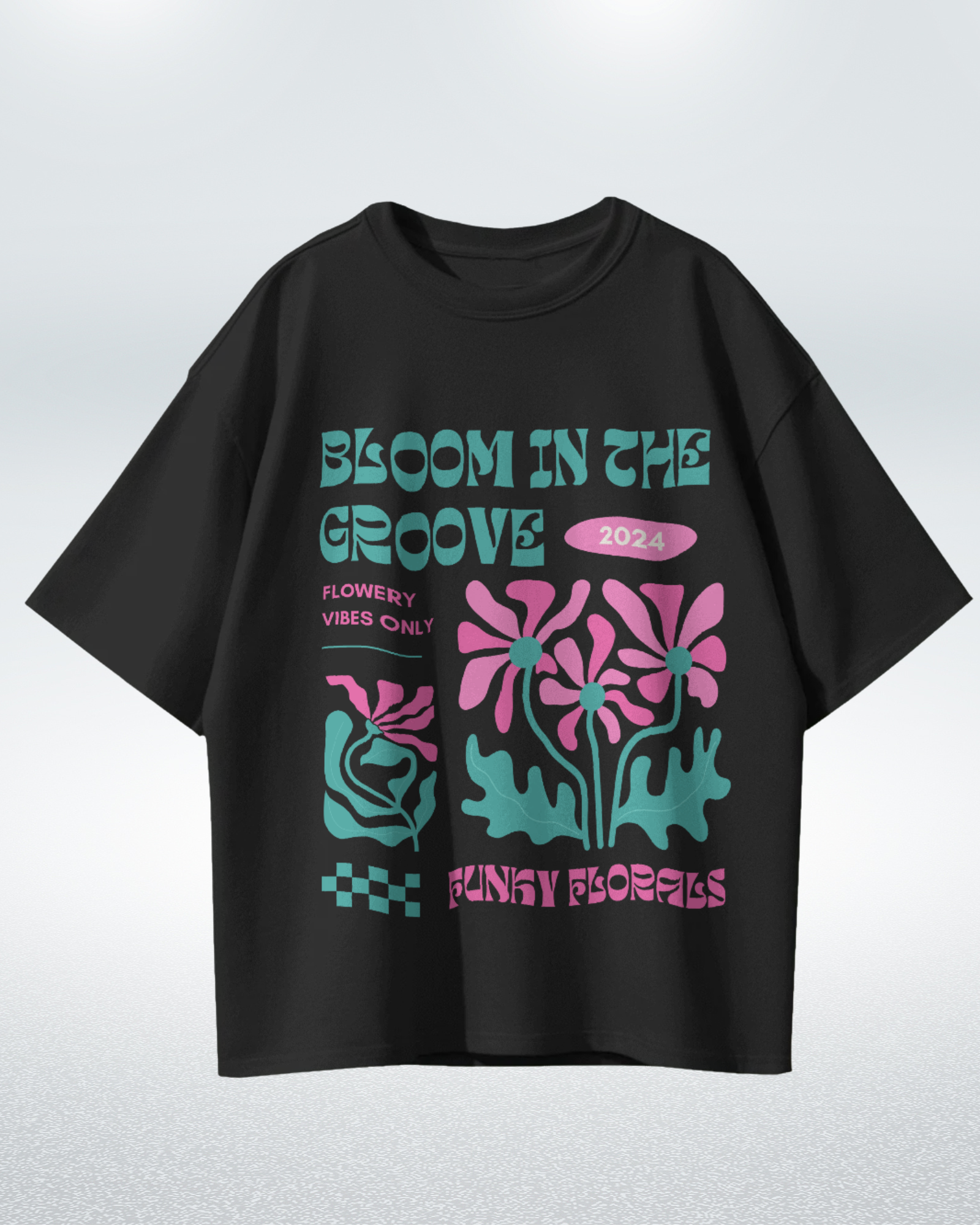 Groovy Bloom Funky Florals 2024 T-shirt for Trendy Comfort – Premium Oversized Style - Dorcus Wear