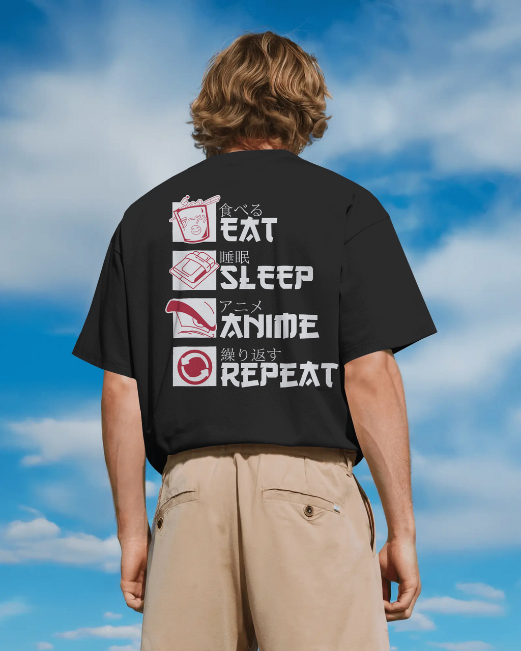 Anime Oversized T-Shirt | Eat Sleep Anime Repeat Oversized T-Shirt
