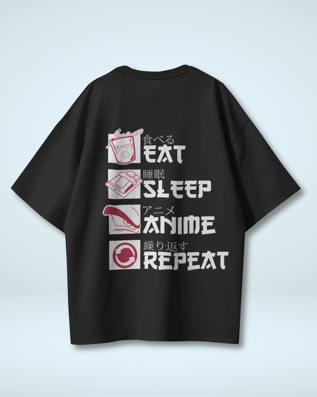 Anime Oversized T-Shirt | Eat Sleep Anime Repeat Oversized T-Shirt