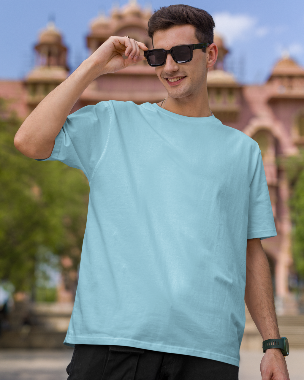 Baby Blue Basic Oversized T-shirt for Comfortable Fashion - Dorcus Wear