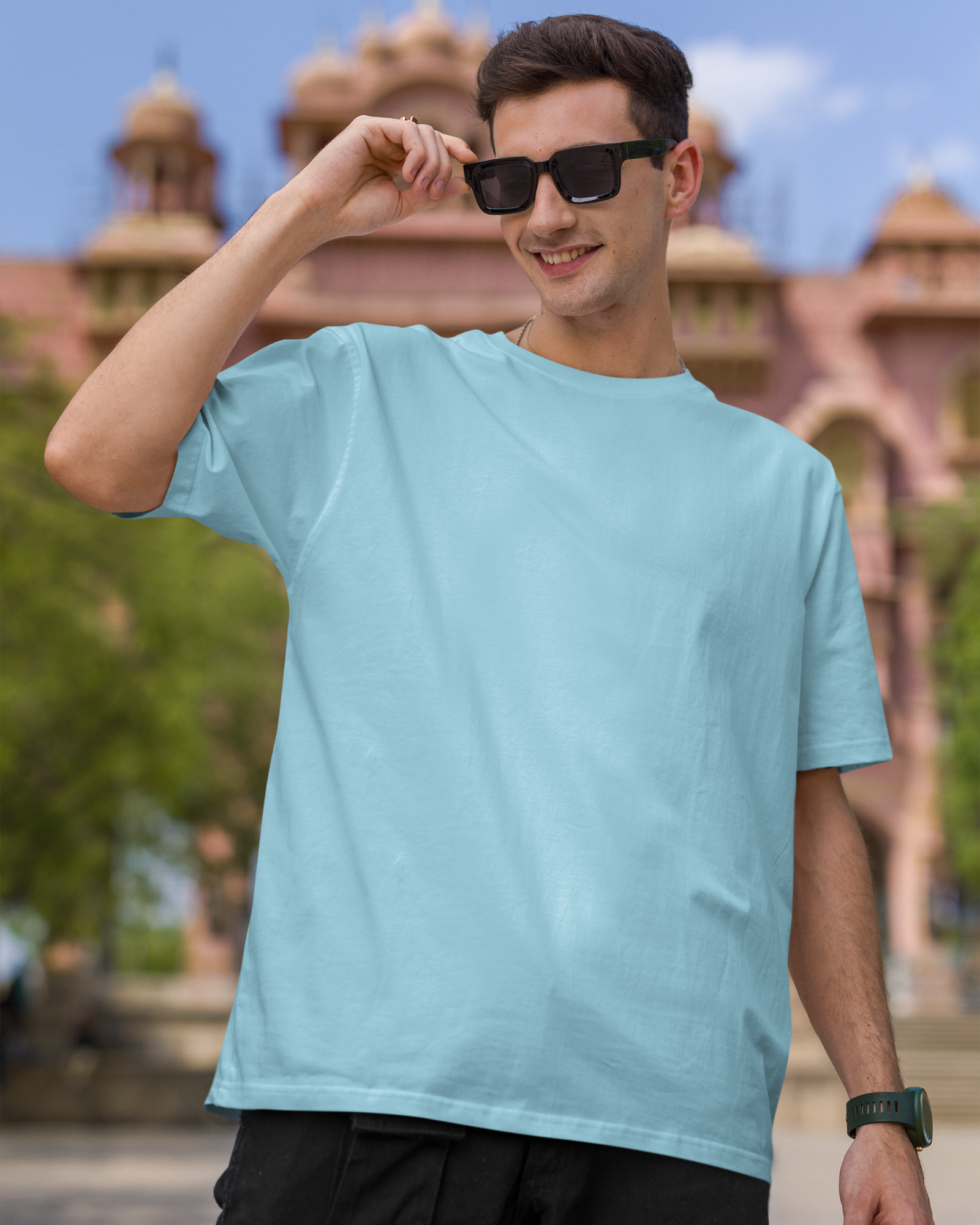 Baby Blue Basic Oversized T-shirt for Comfortable Fashion - Dorcus Wear