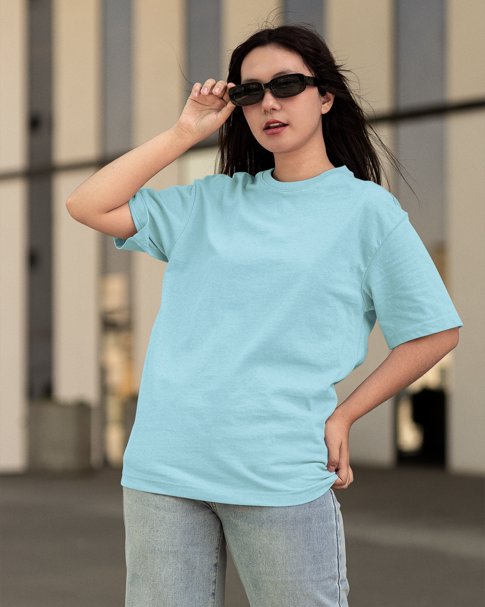 Baby Blue Basic Oversized T-shirt for Comfortable Fashion - Dorcus Wear