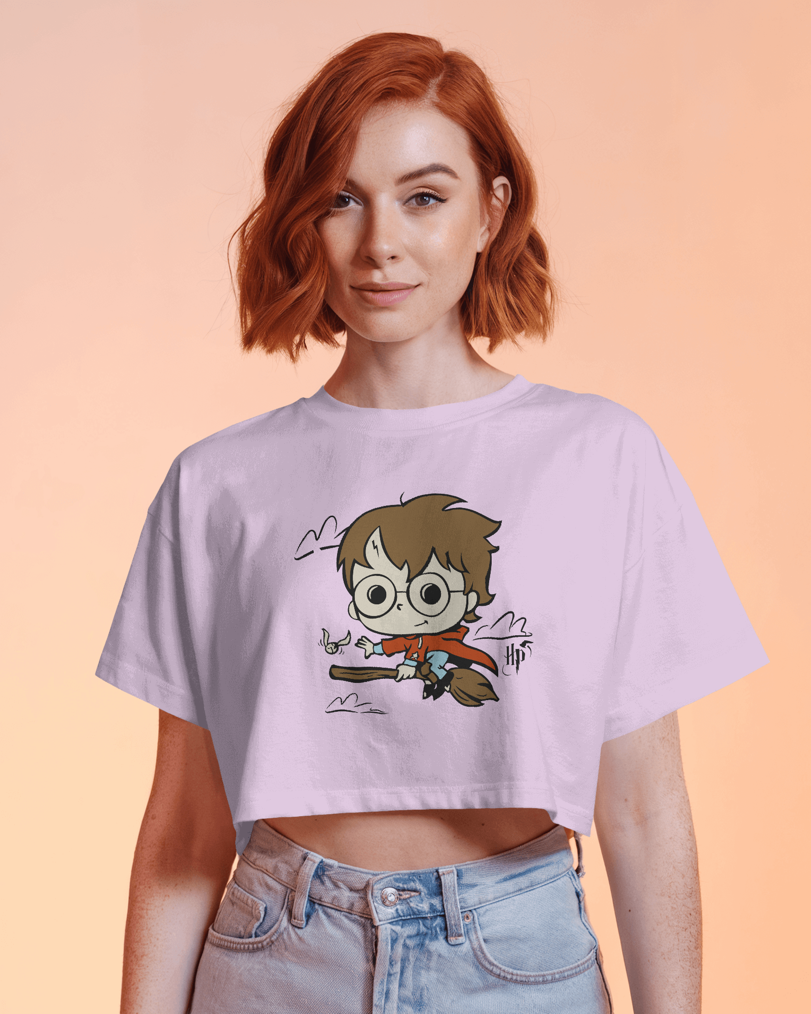 Harry Potter Flying on Broomstick | Harry Potter | Crop Top - Dorcus Wear