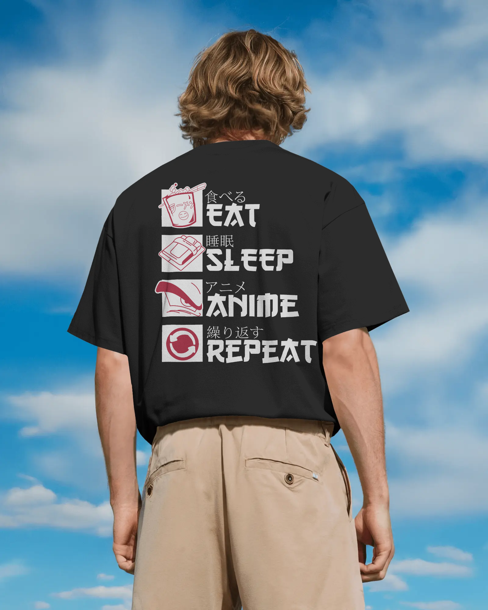 Anime Life Eat Sleep Watch Repeat Premium Oversized T-Shirt