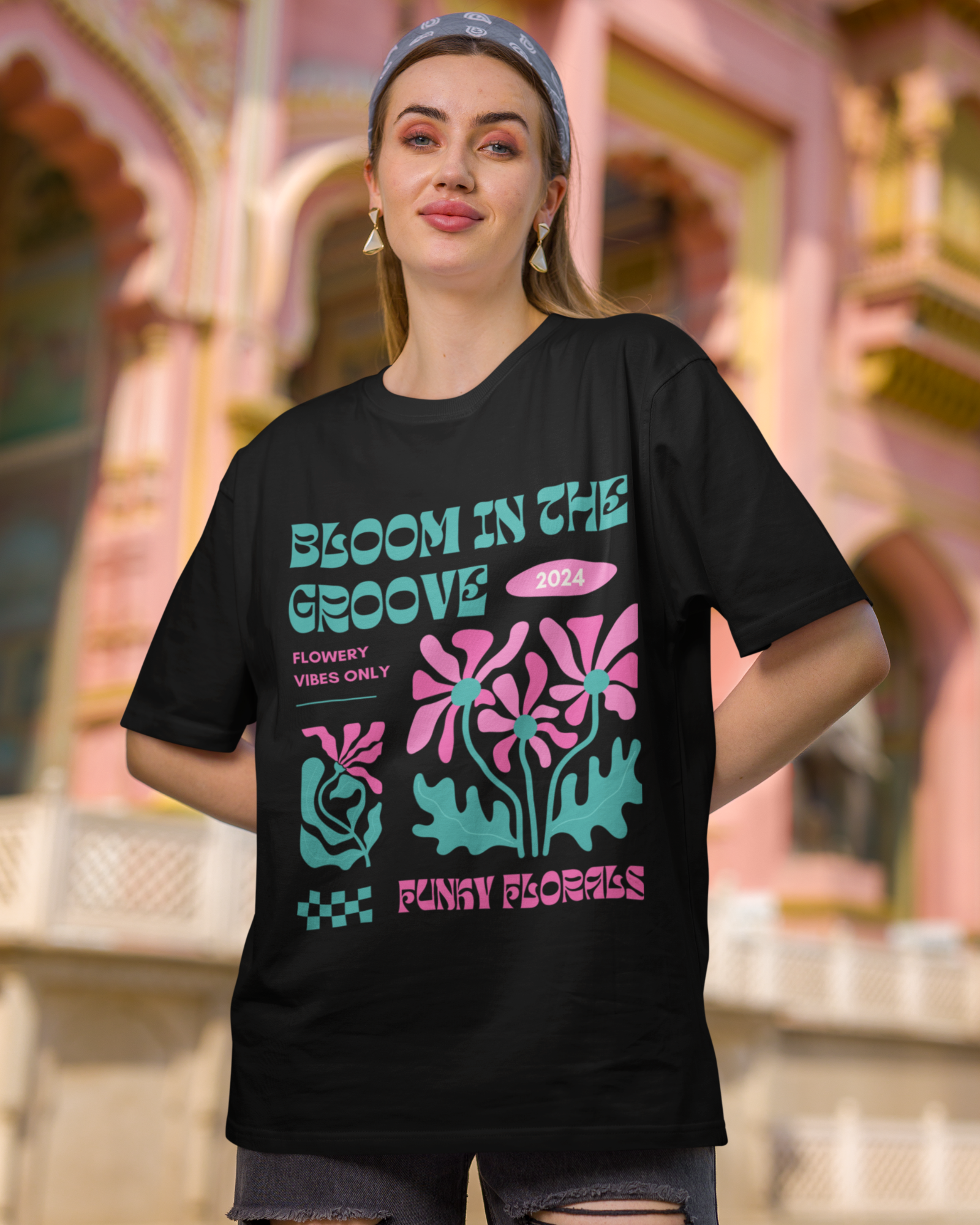 Groovy Bloom Funky Florals 2024 T-shirt for Trendy Comfort – Premium Oversized Style - Dorcus Wear