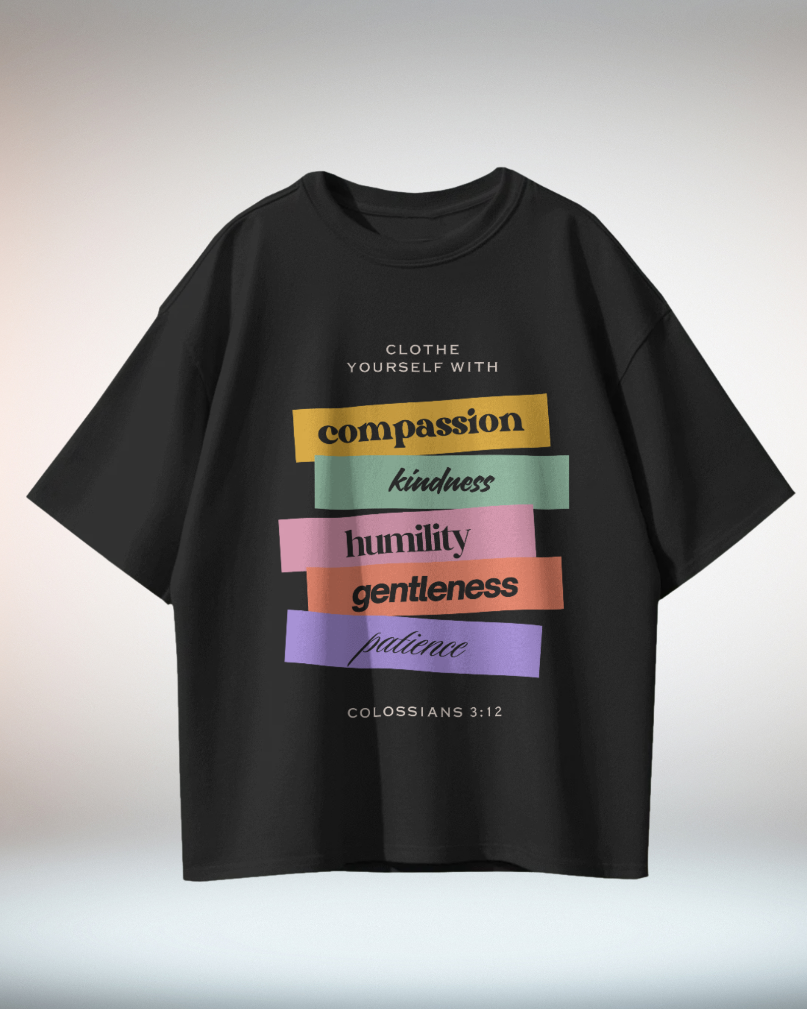 Black Beige Grunge Minimal Typographic Christian Religious TShirt - Dorcus Wear