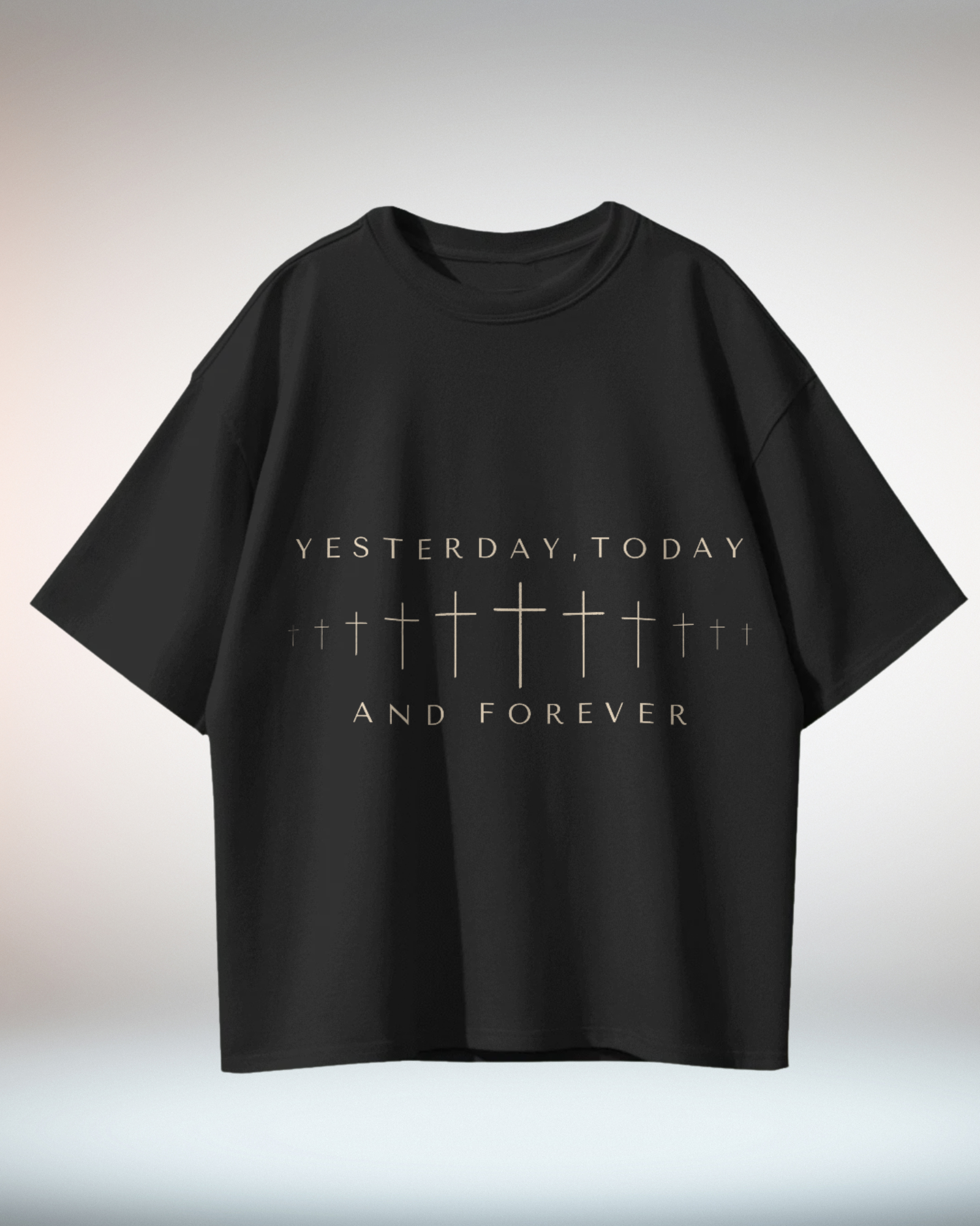 Black Beige Grunge Minimal Typographic Christian Religious TShirt - Dorcus Wear