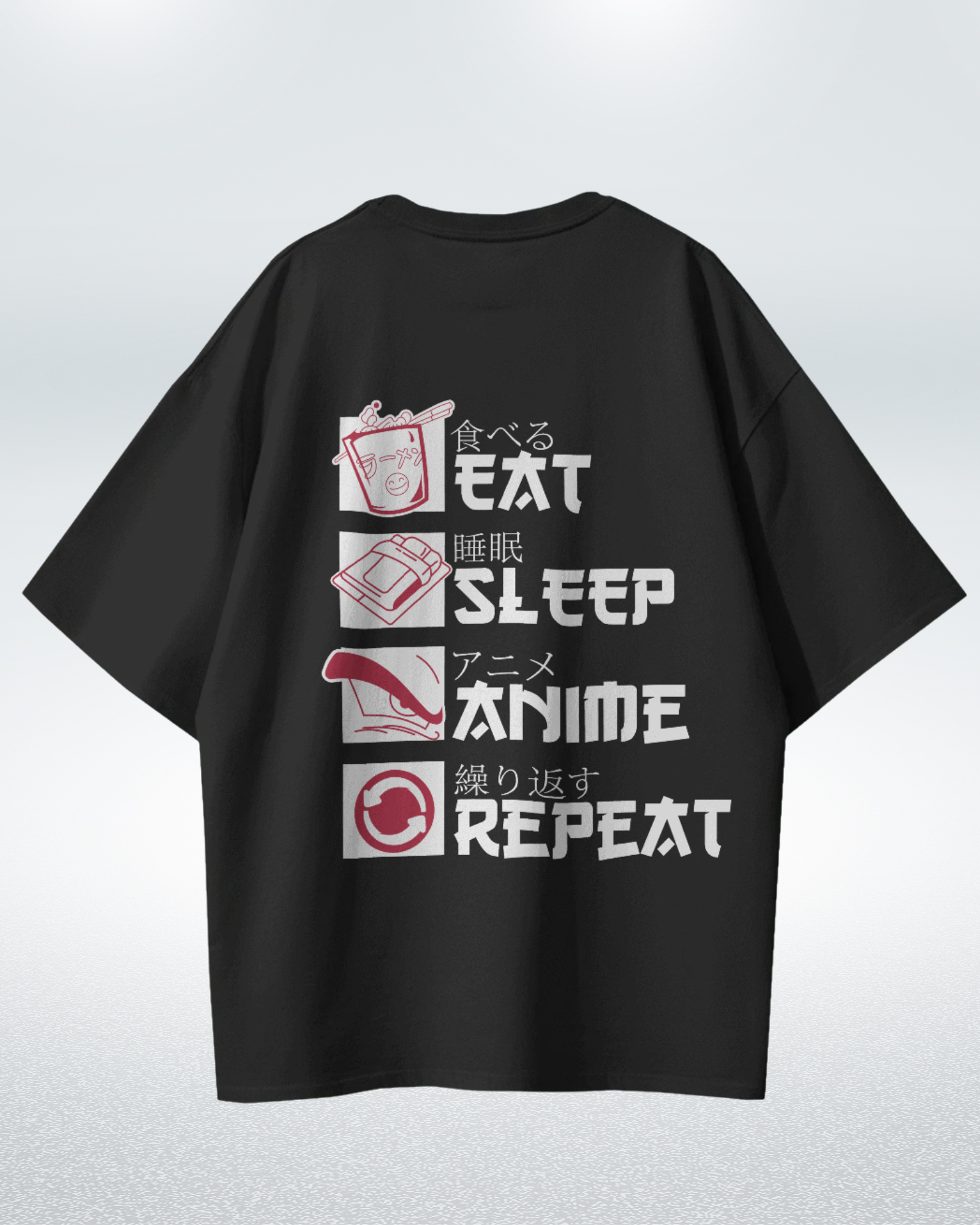 Anime Life Eat Sleep Watch Repeat Premium Oversized T-Shirt
