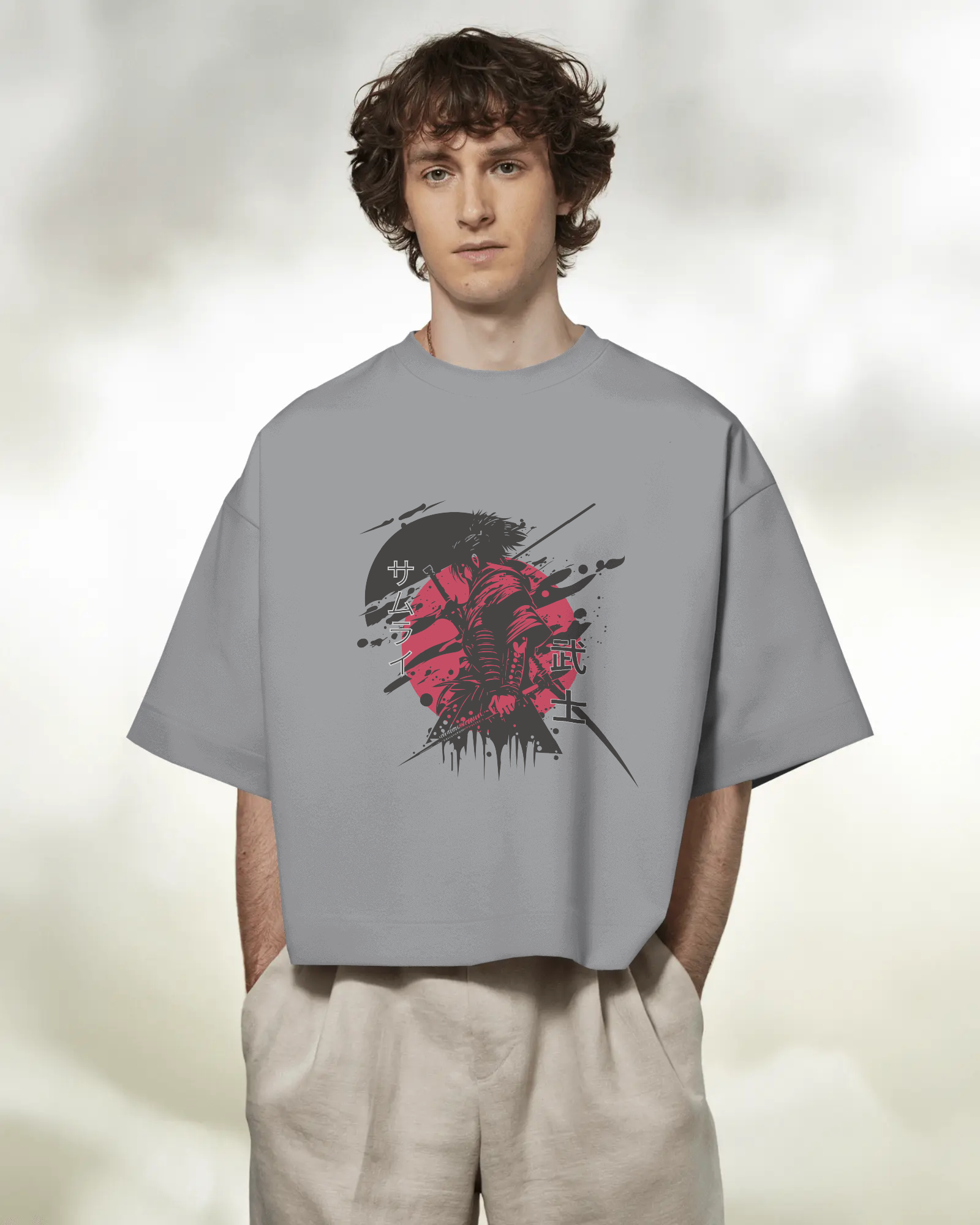 Red & Black Silent But Deadly Samurai Oversized T-shirt - Dorcus Wear