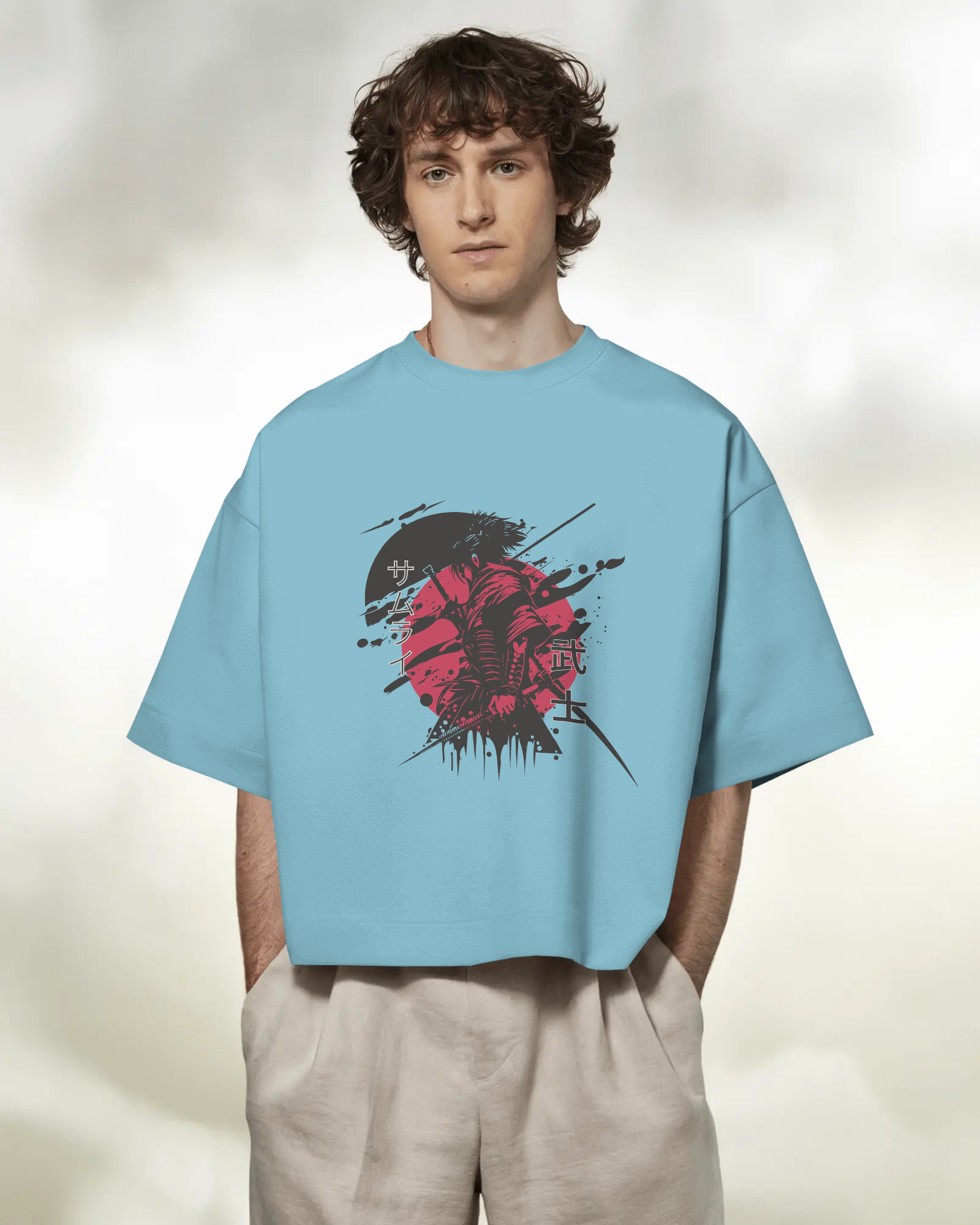 Red & Black Silent But Deadly Samurai Oversized T-shirt