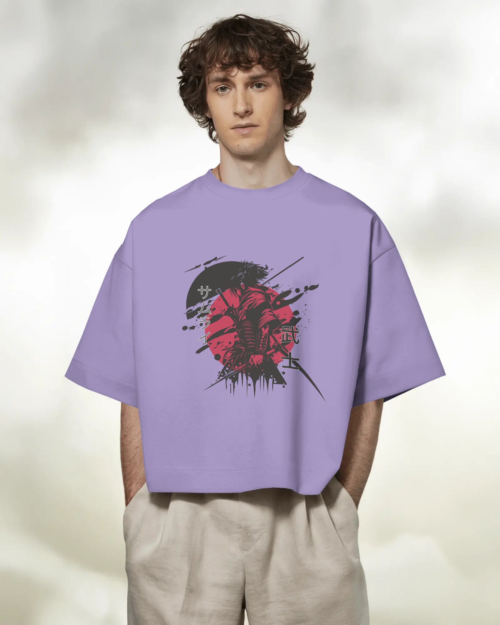 Red & Black Silent But Deadly Samurai Oversized T-shirt