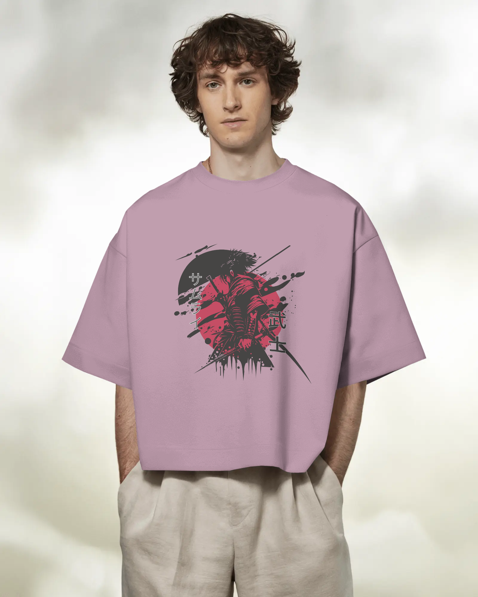 Red & Black Silent But Deadly Samurai Oversized T-shirt - Dorcus Wear