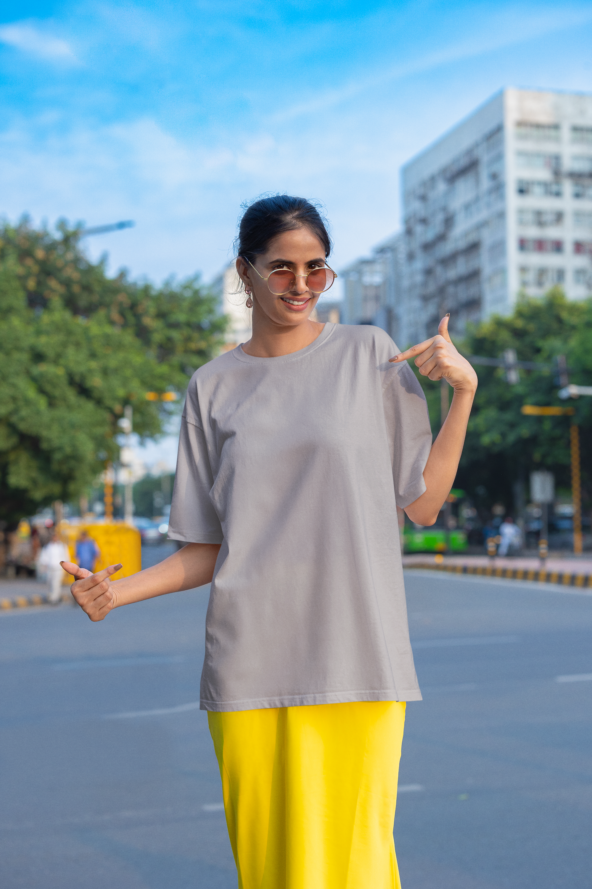 Grey Melange Basic Oversized T-shirt for Comfortable Style - Dorcus Wear