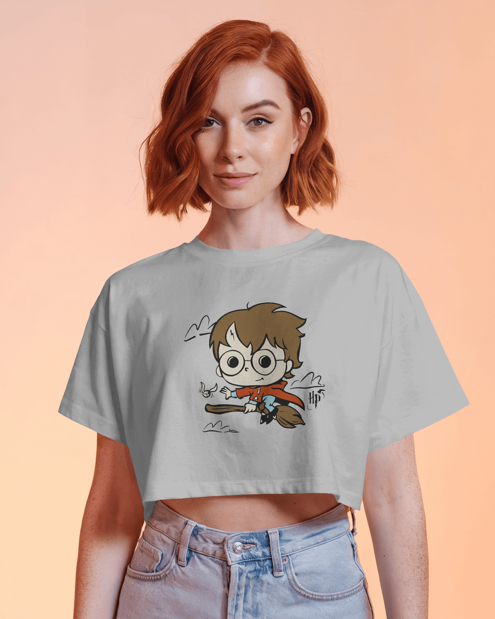 Harry Potter Flying on Broomstick | Harry Potter | Crop Top - Dorcus Wear