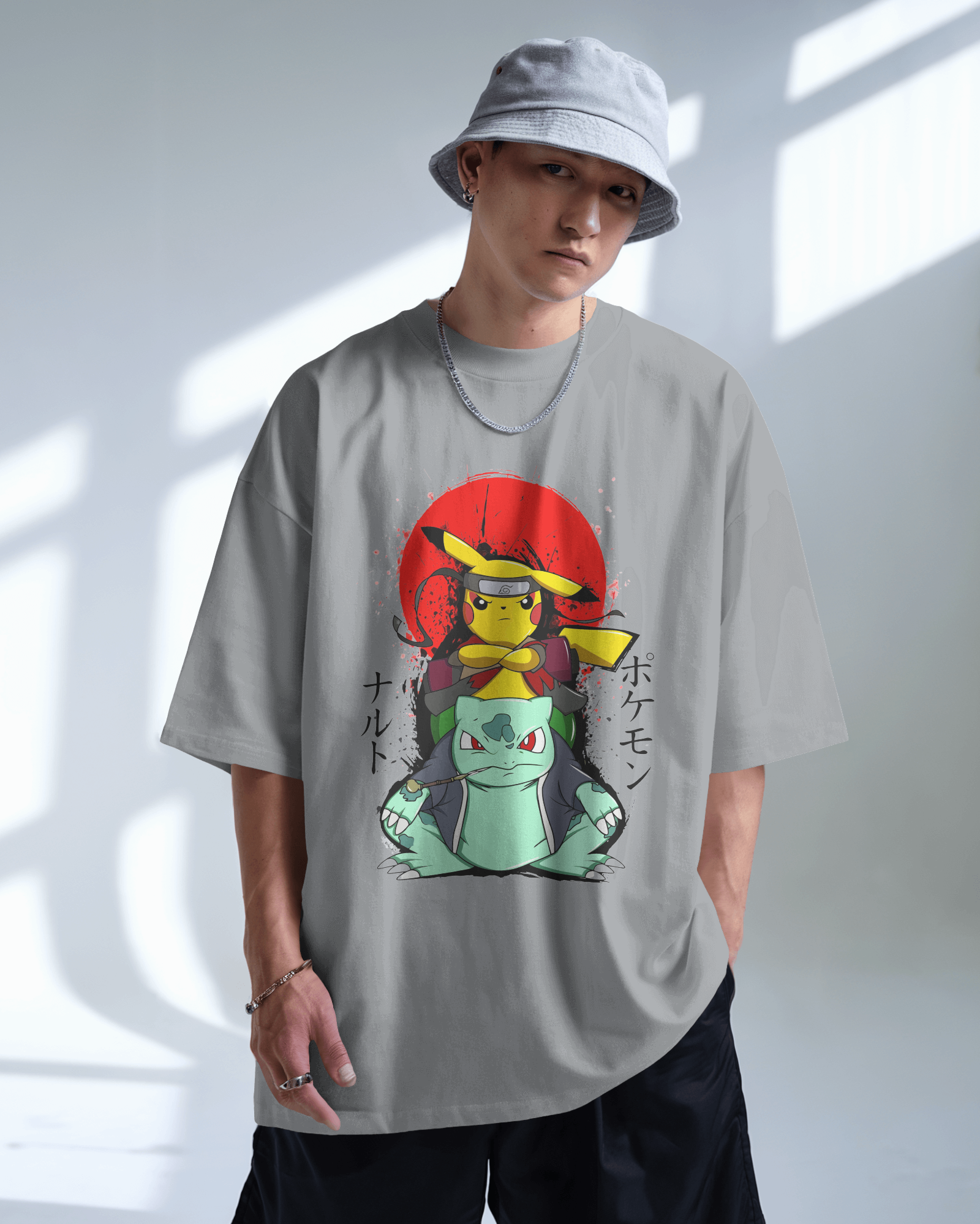 Pikachu Ruto Oversized T-shirt | Premium Pokémon Tee Featuring Pikachu & Bulbasaur