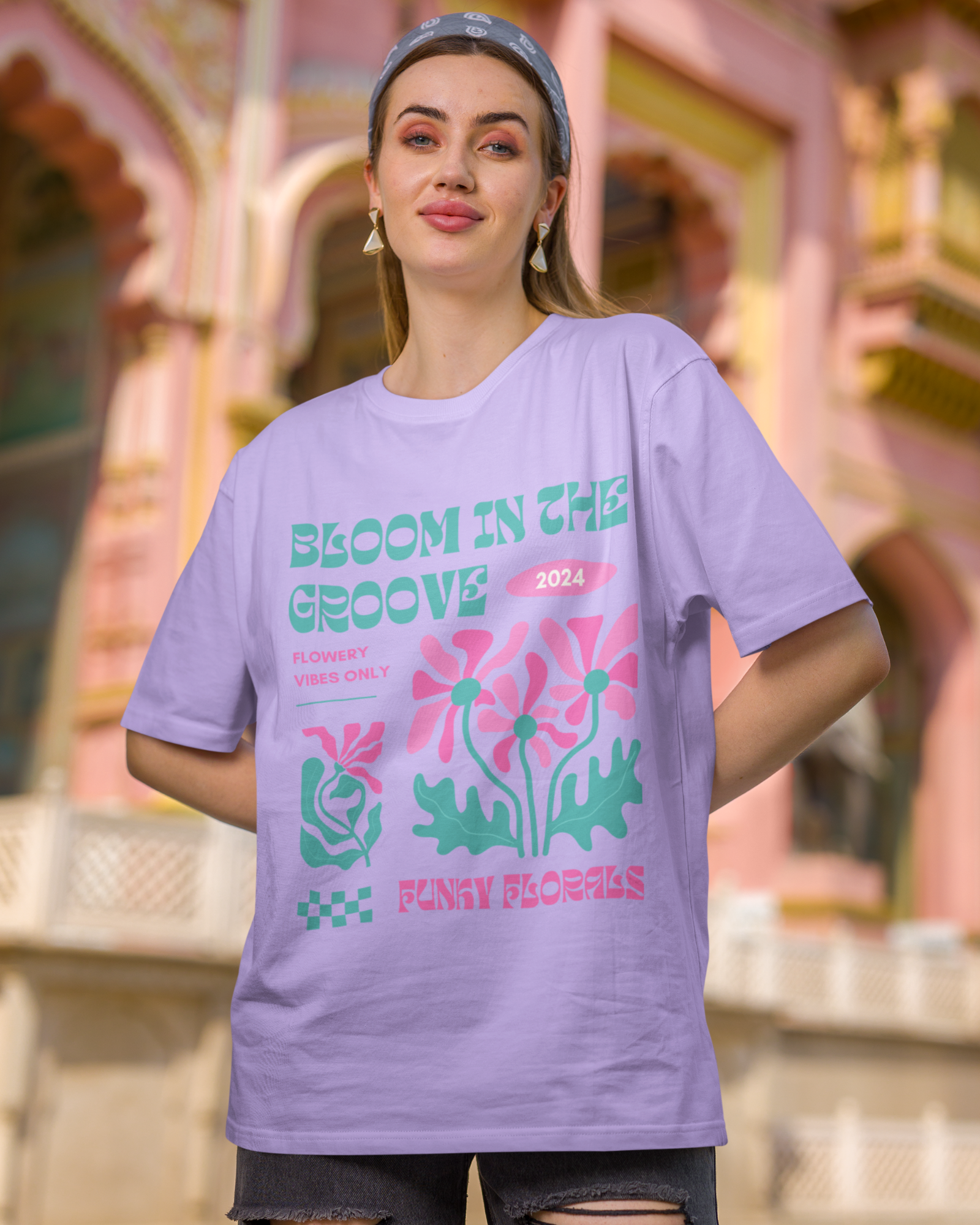 Groovy Bloom Funky Florals 2024 T-shirt for Trendy Comfort – Premium Oversized Style - Dorcus Wear