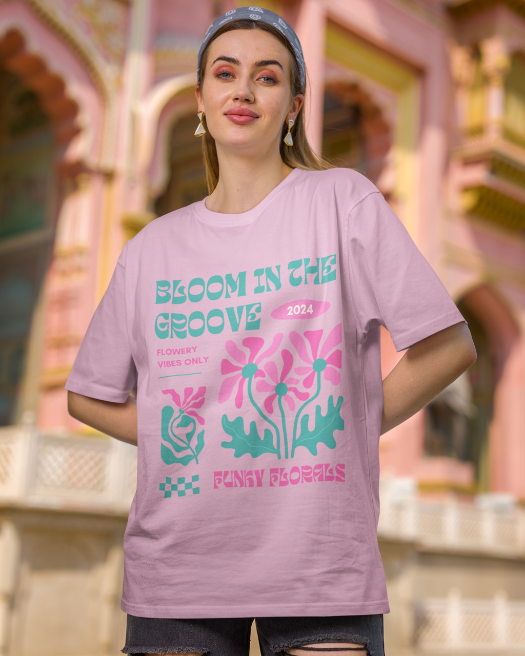 Groovy Bloom Funky Florals 2024 T-shirt for Trendy Comfort – Premium Oversized Style - Dorcus Wear
