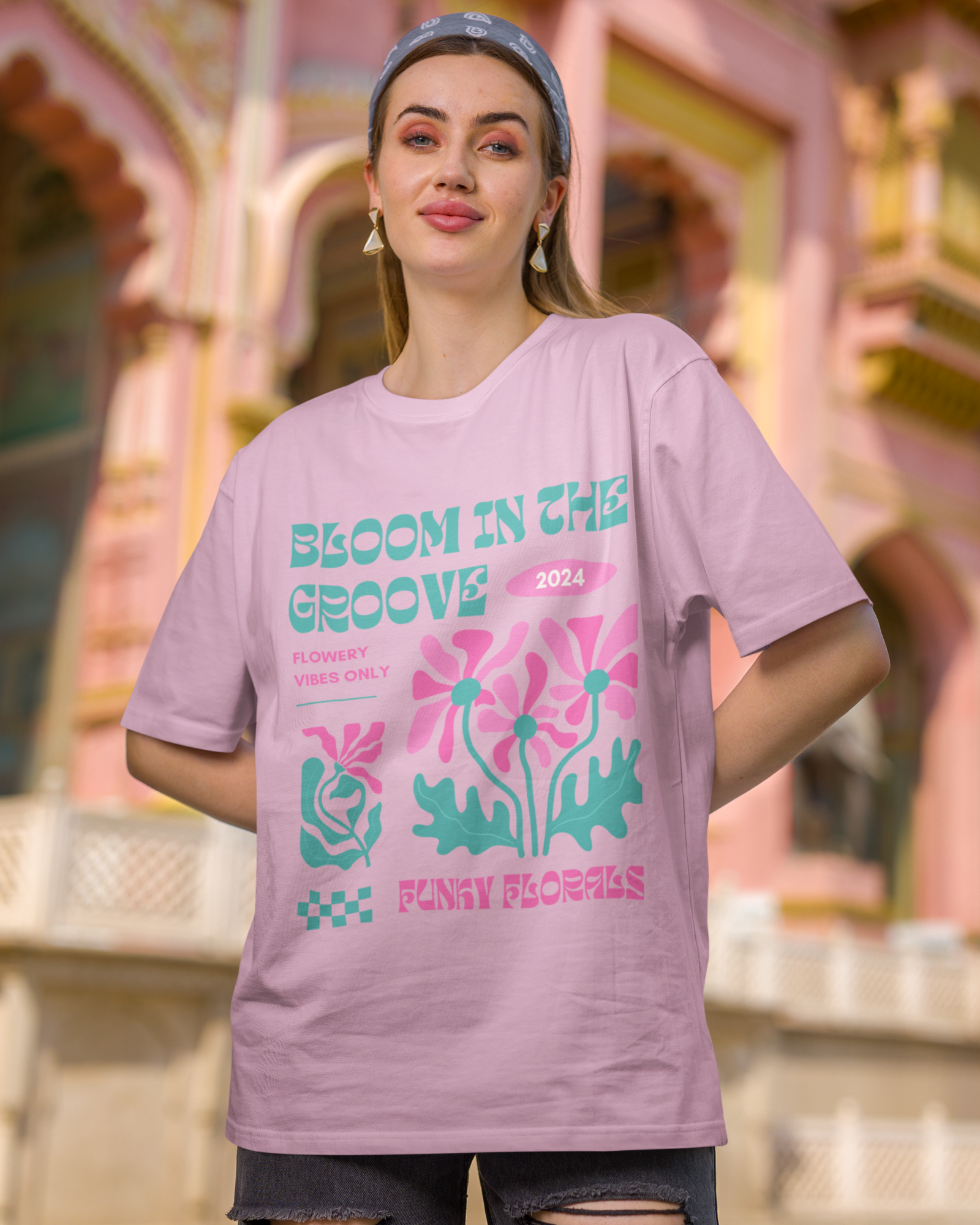 Groovy Bloom Funky Florals 2024 T-shirt for Trendy Comfort – Premium Oversized Style - Dorcus Wear