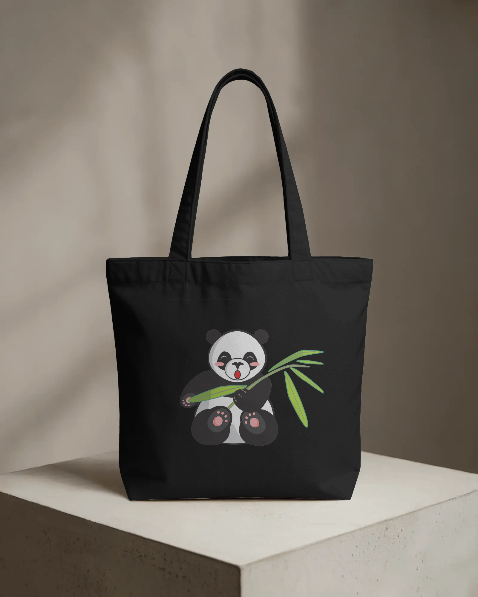 Cute Panda Bamboo Tote Bag AOP Zipper Totebag - Dorcus Wear