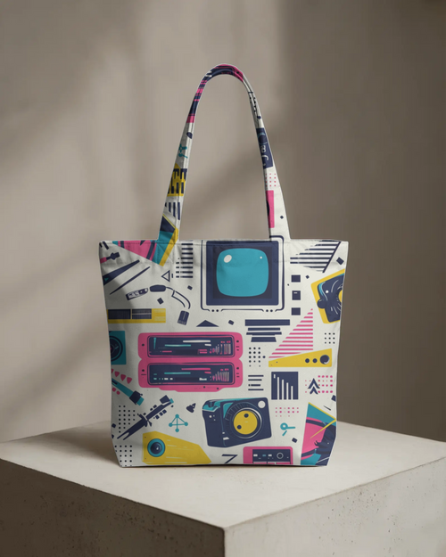 Abstract Tech Pop Tote Bag - AOP Zipper Totebag - Dorcus Wear